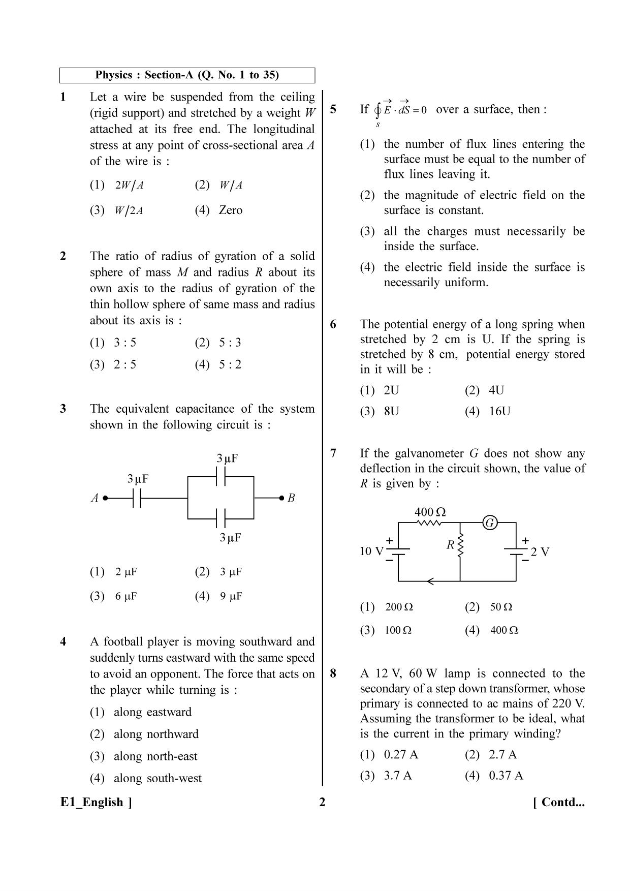 NEET 2023 E1 Question Paper - Page 2