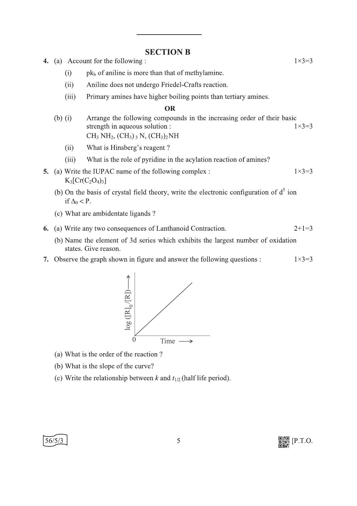CBSE Class 12 5653 Chemistry 2022 Question Paper IndCareer Docs