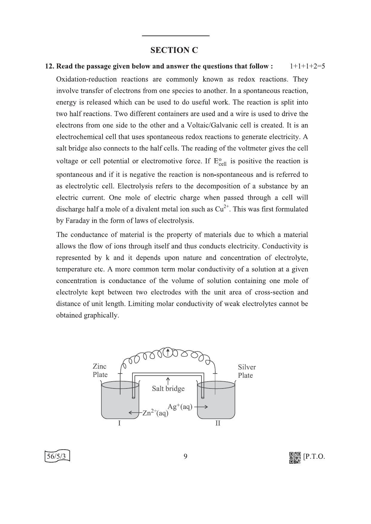 CBSE Class 12 56-5-3 Chemistry 2022 Question Paper - Page 9