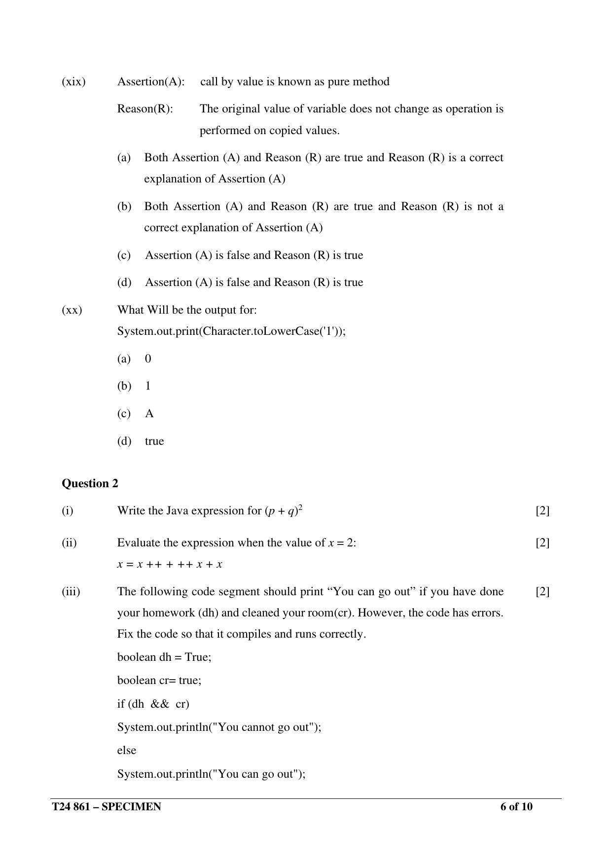 ICSE Class 10 2024 Computer Applications Sample Paper - IndCareer Docs