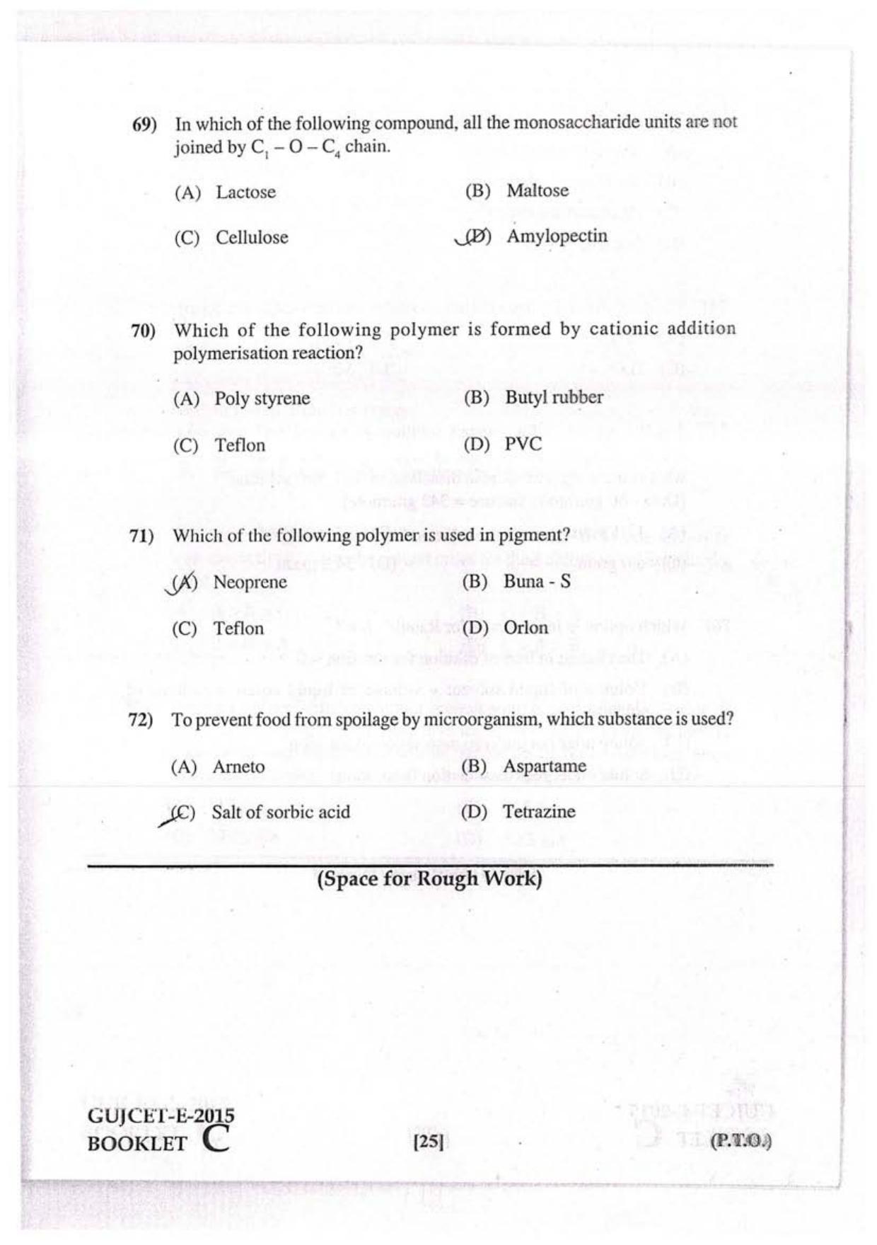 GUJCET 2015 Physics, Chemistry, Biology Question Paper - Page 19
