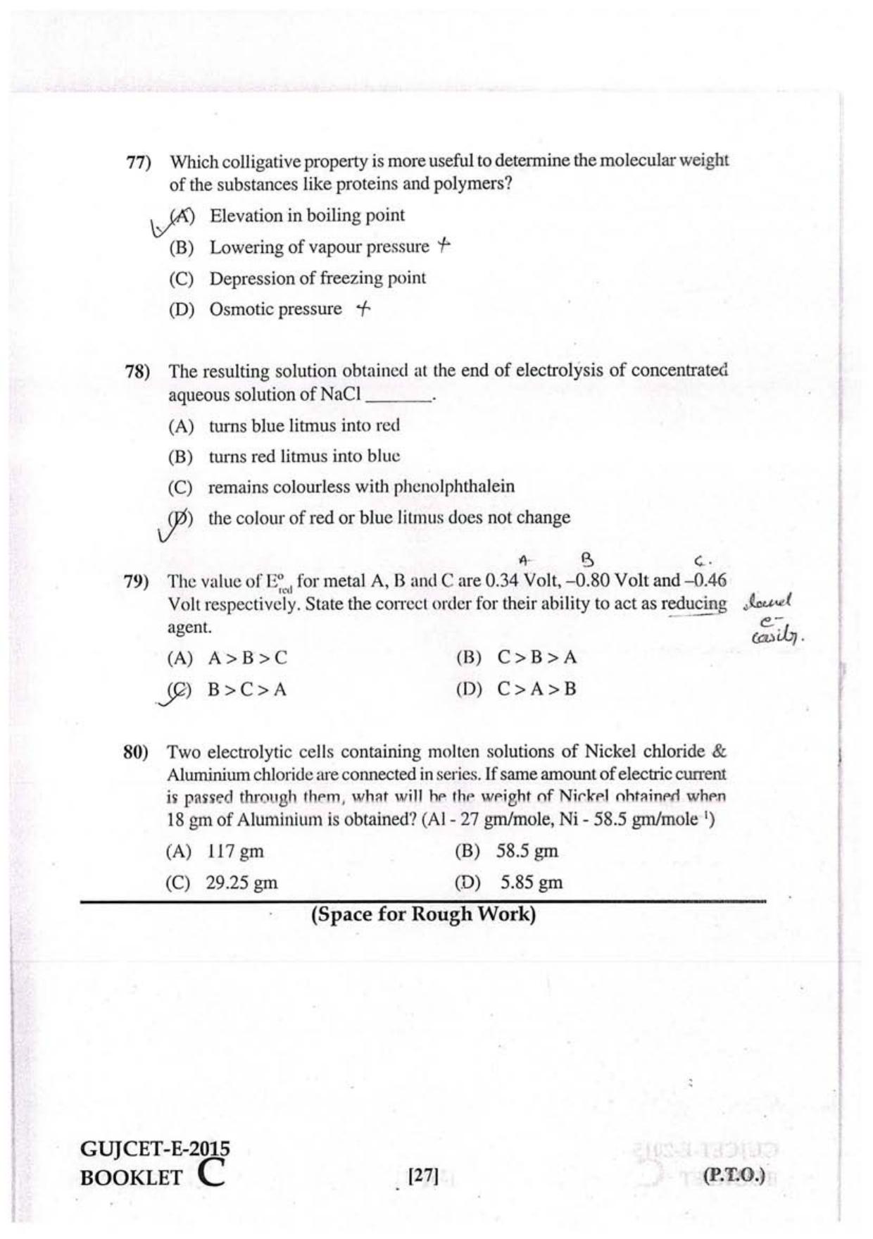 GUJCET 2015 Physics, Chemistry, Biology Question Paper - Page 21