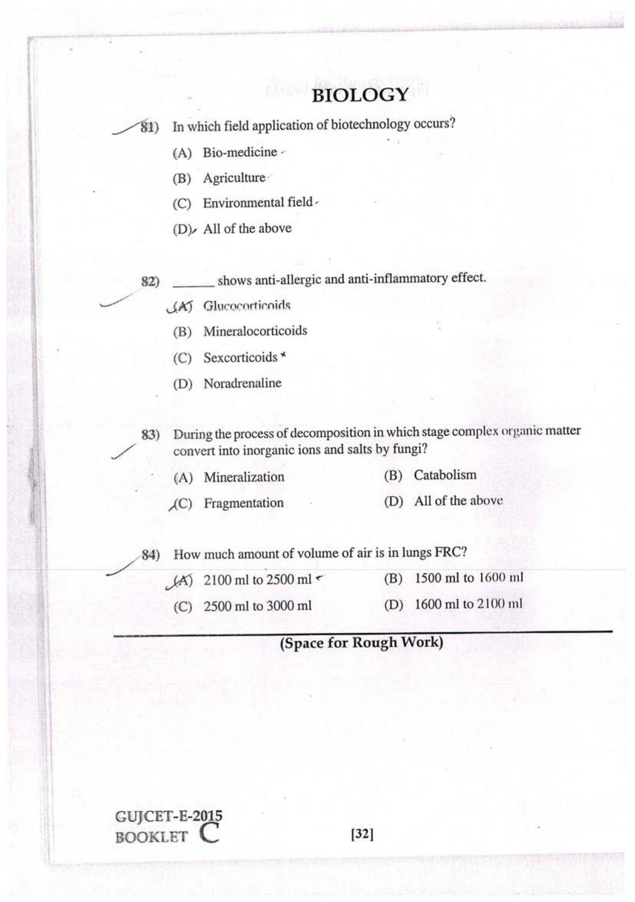 GUJCET 2015 Physics, Chemistry, Biology Question Paper - Page 22