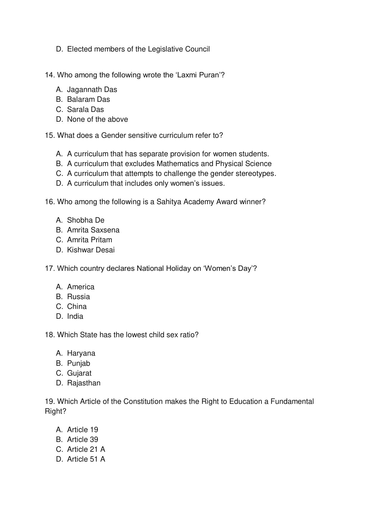 Odisha CPET 2021 GSWS Question Paper - Page 3