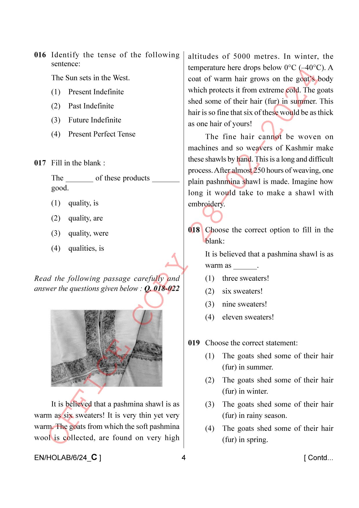 AISSEE Class VI 246A English C 2024 Question Paper - Page 4