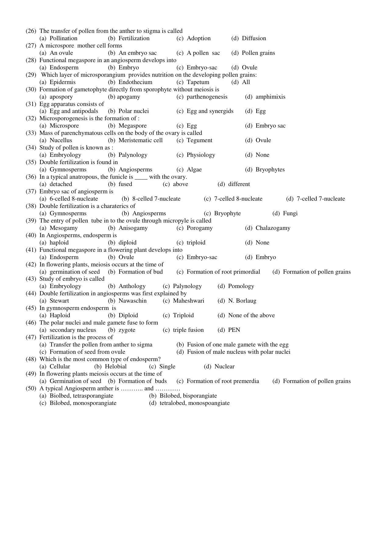 Hemchand North Gujarat University Sample Paper July-Sept 2021: M.Sc Semester-III BOT - CC - 302 Plant Anatomy and Reproduction Paper Code –6102 (New Course) - Page 2