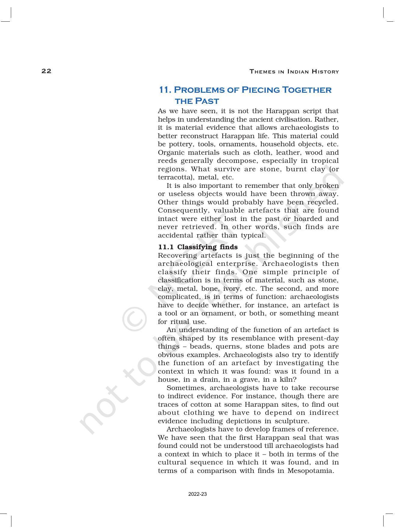 NCERT Book for Class 12 History (Part-1) Chapter 1 Bricks, Beads, and Bones - Page 22