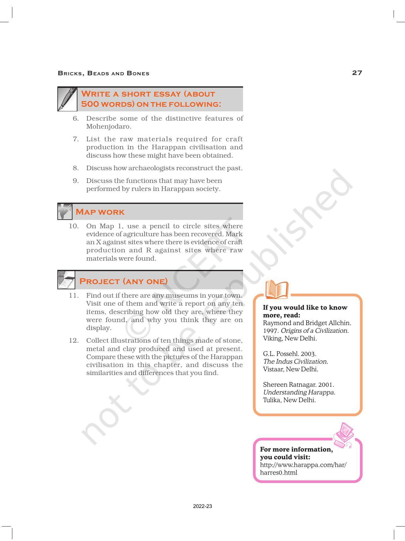 NCERT Book for Class 12 History (Part-1) Chapter 1 Bricks, Beads, and Bones - Page 27