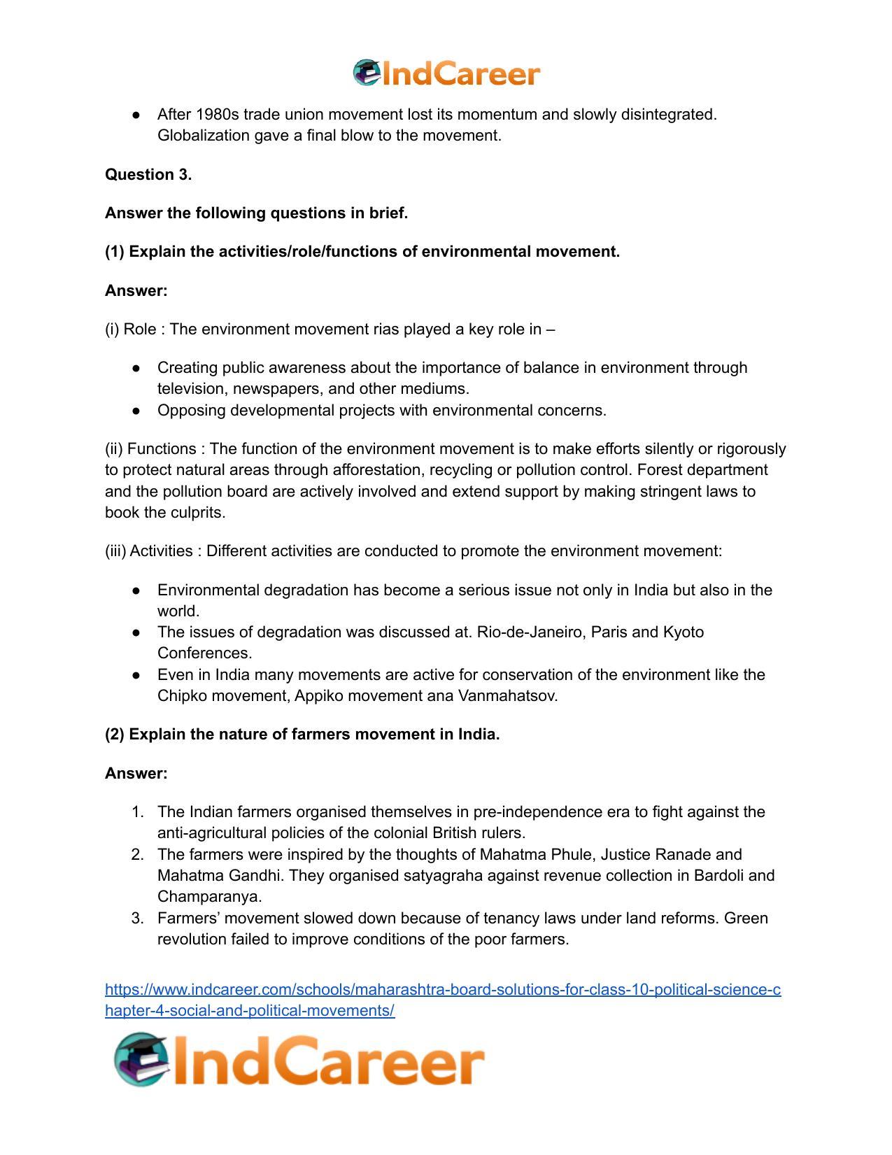 Maharashtra Board Solutions for Class 10- Political Science: Chapter 4- Social and Political Movements - Page 4