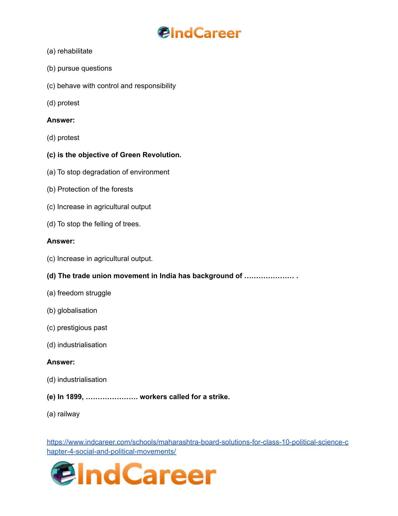 Maharashtra Board Solutions for Class 10- Political Science: Chapter 4- Social and Political Movements - Page 8