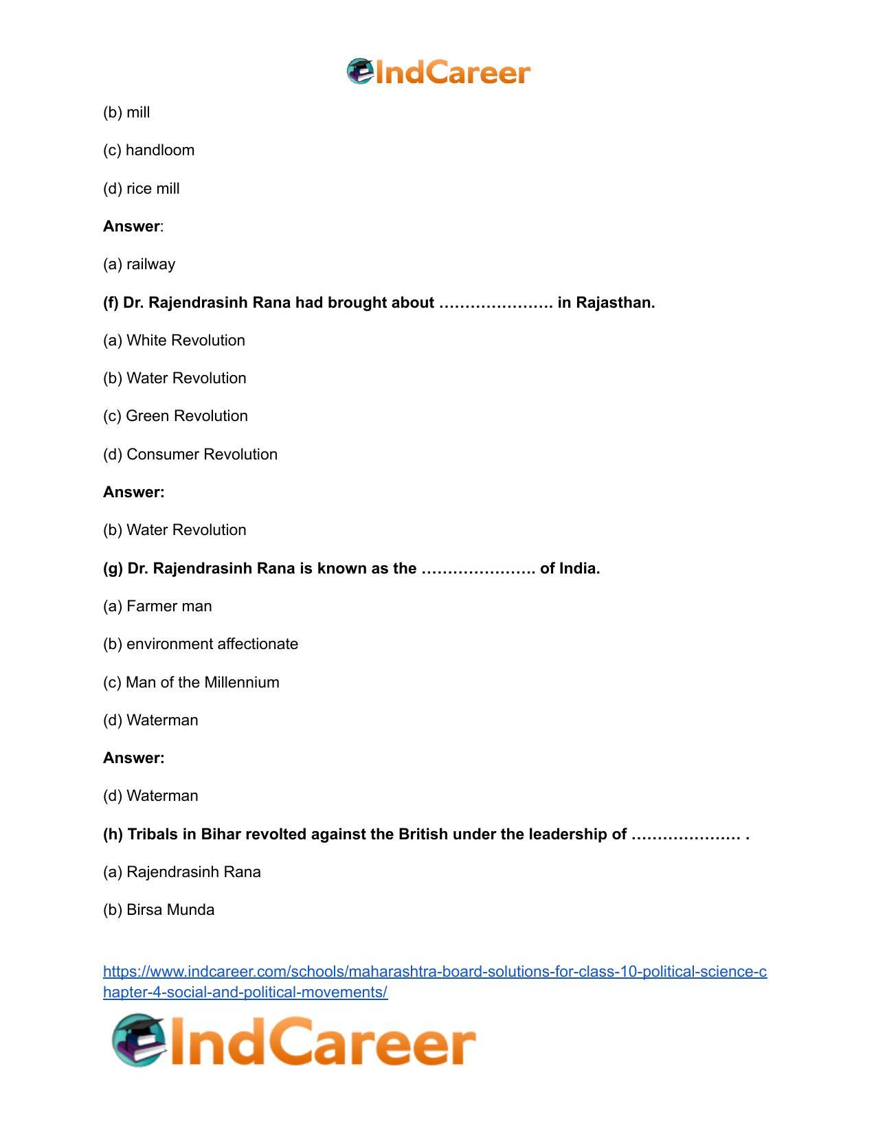 Maharashtra Board Solutions for Class 10- Political Science: Chapter 4- Social and Political Movements - Page 9