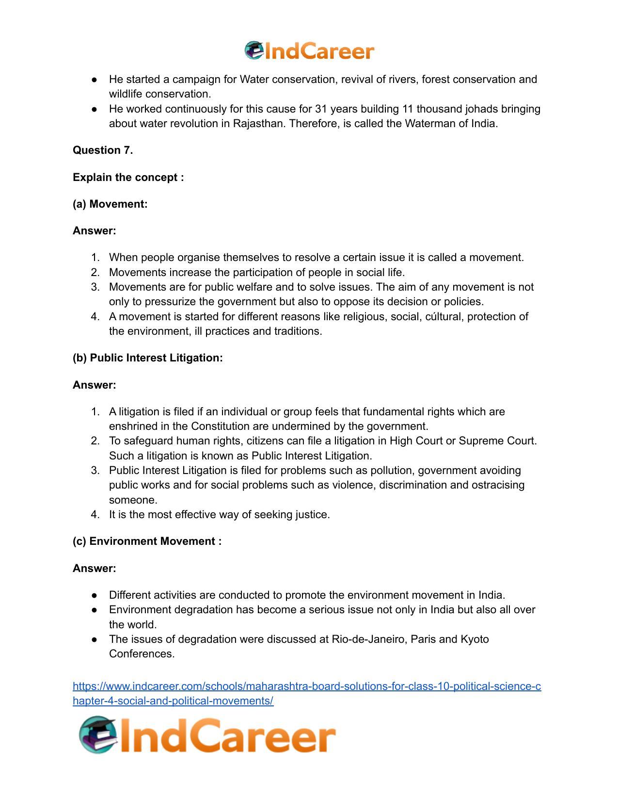 Maharashtra Board Solutions for Class 10- Political Science: Chapter 4- Social and Political Movements - Page 13