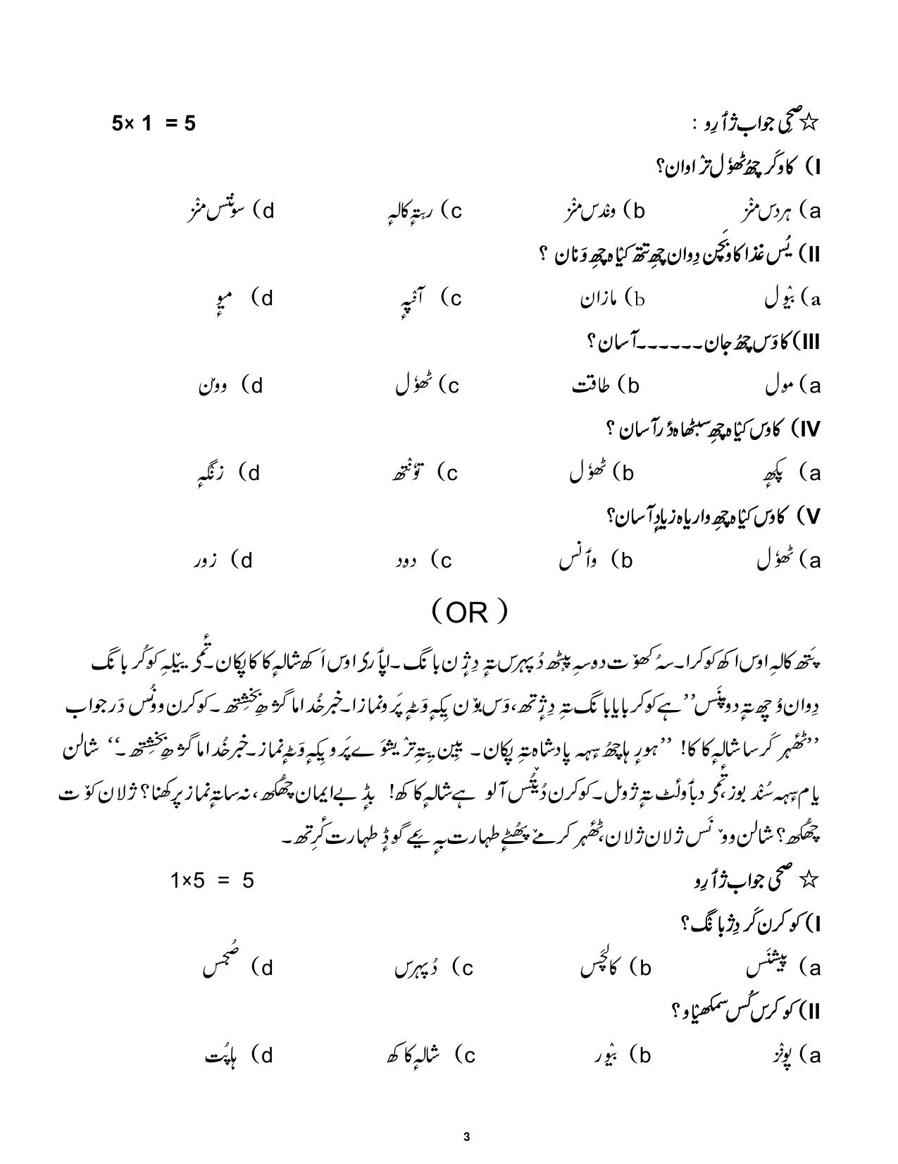 CBSE Class 10 Kashmiri Sample Paper 2025 - Page 3