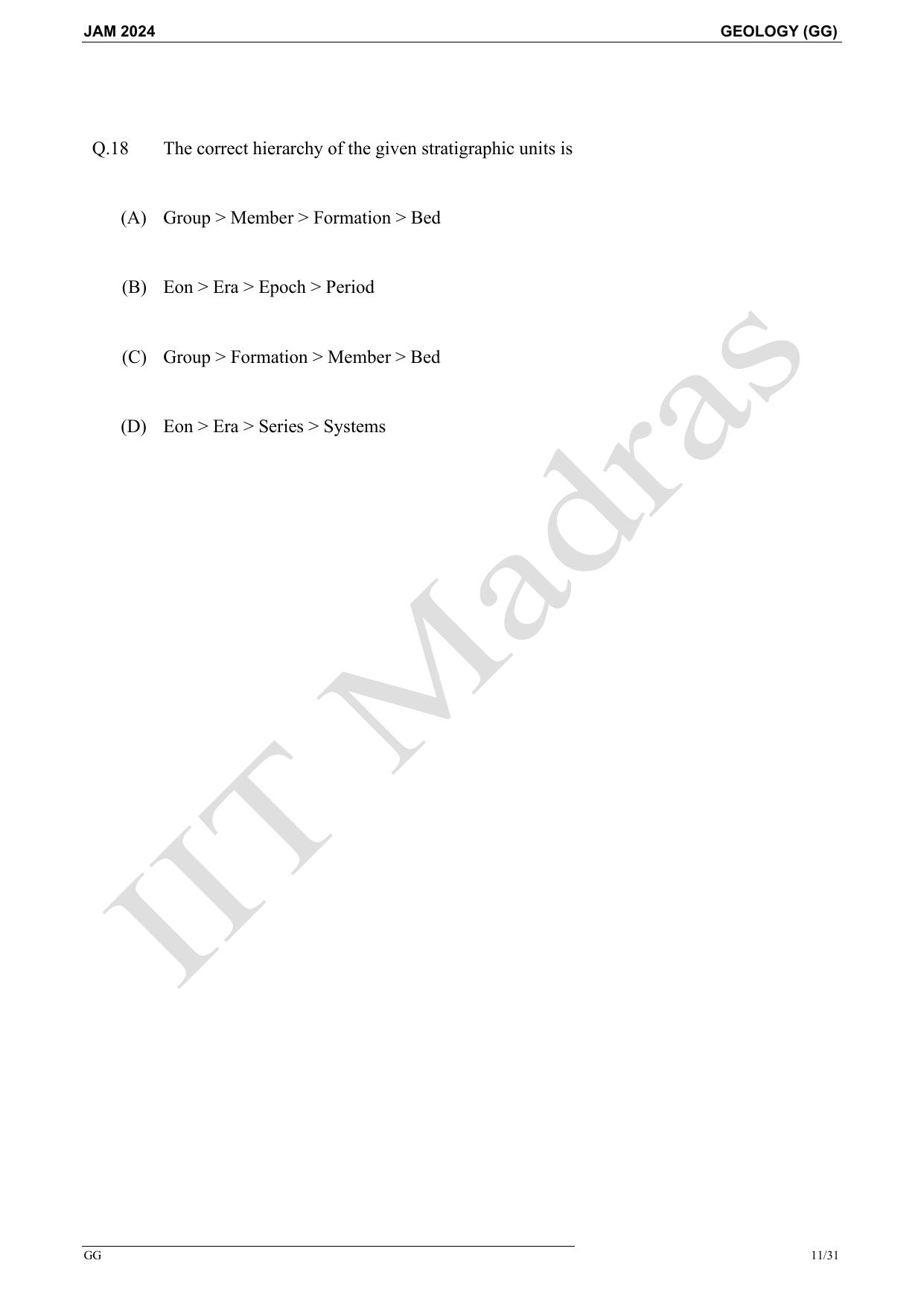 IIT JAM 2024 Geology (GG) Master Question Paper - Page 11