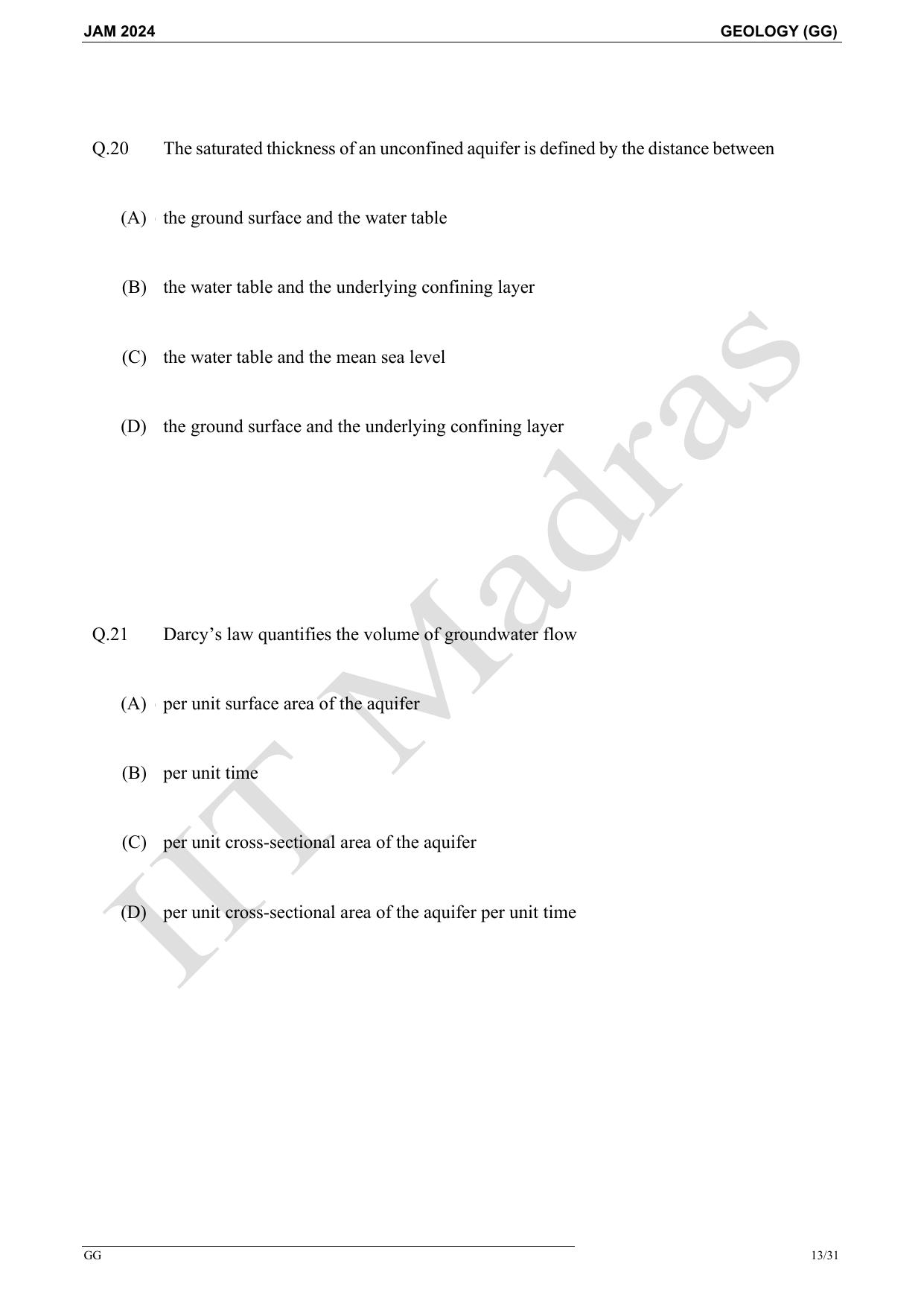 IIT JAM 2024 Geology (GG) Master Question Paper - Page 13