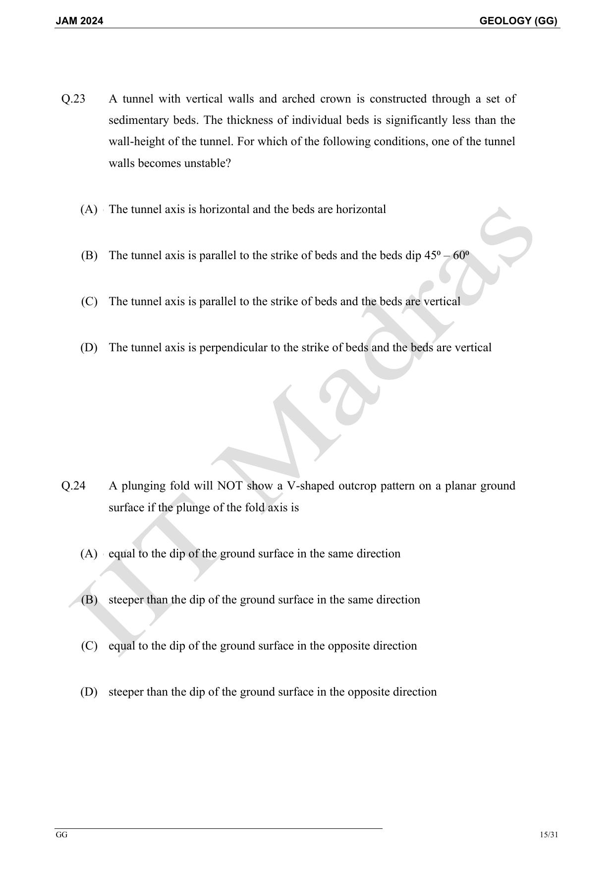 IIT JAM 2024 Geology (GG) Master Question Paper - Page 15