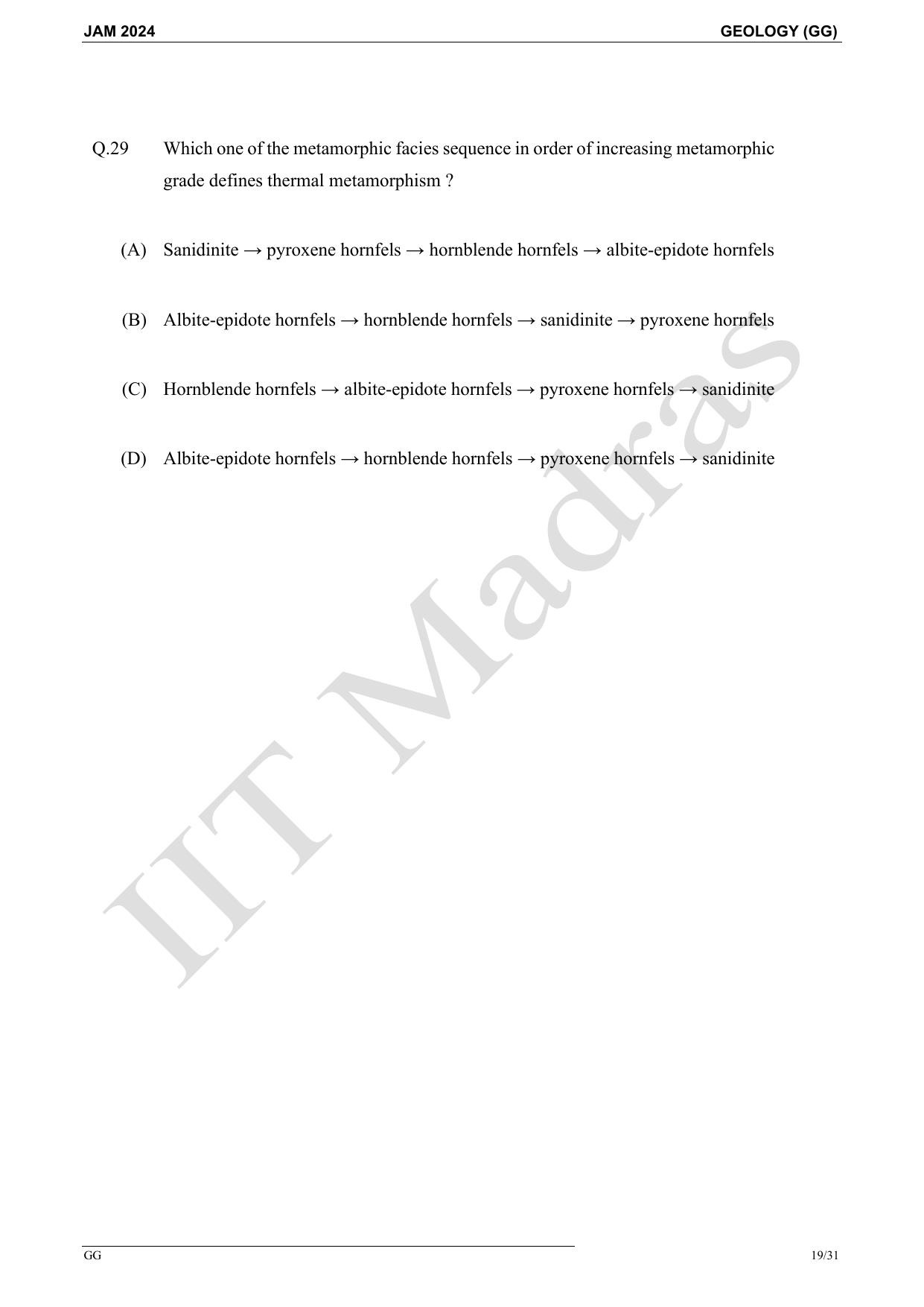 IIT JAM 2024 Geology (GG) Master Question Paper - Page 19