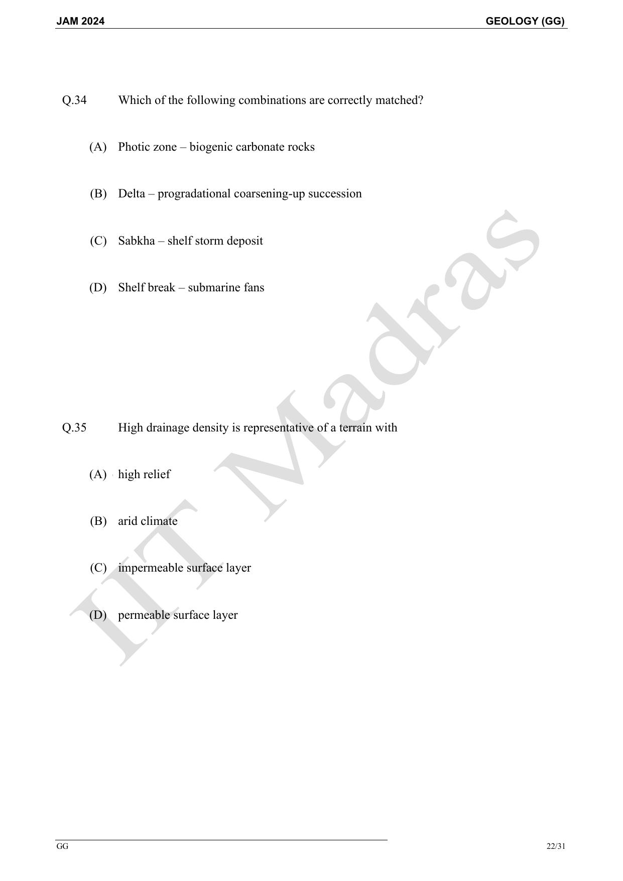 IIT JAM 2024 Geology (GG) Master Question Paper - Page 22