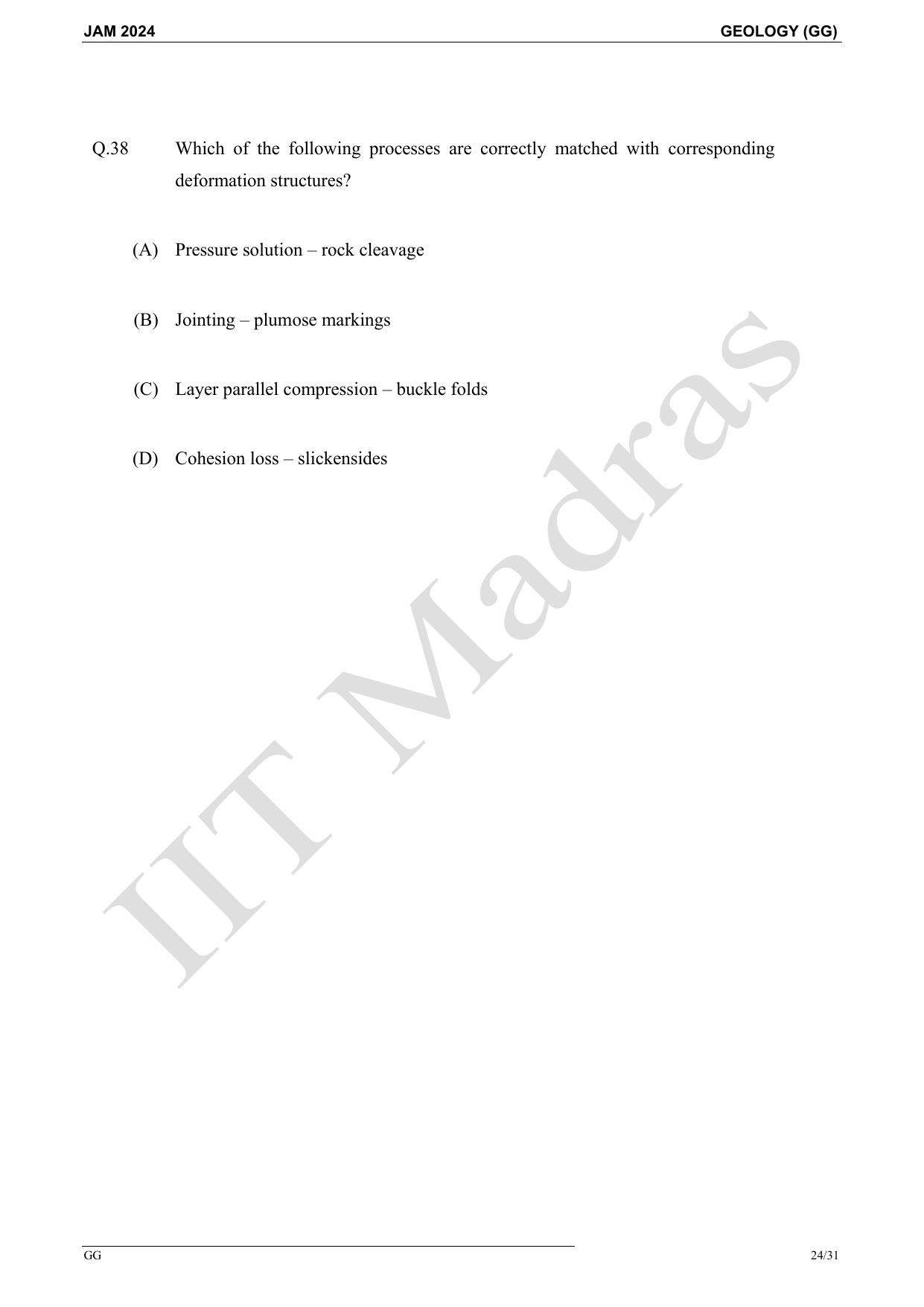 IIT JAM 2024 Geology (GG) Master Question Paper - Page 24