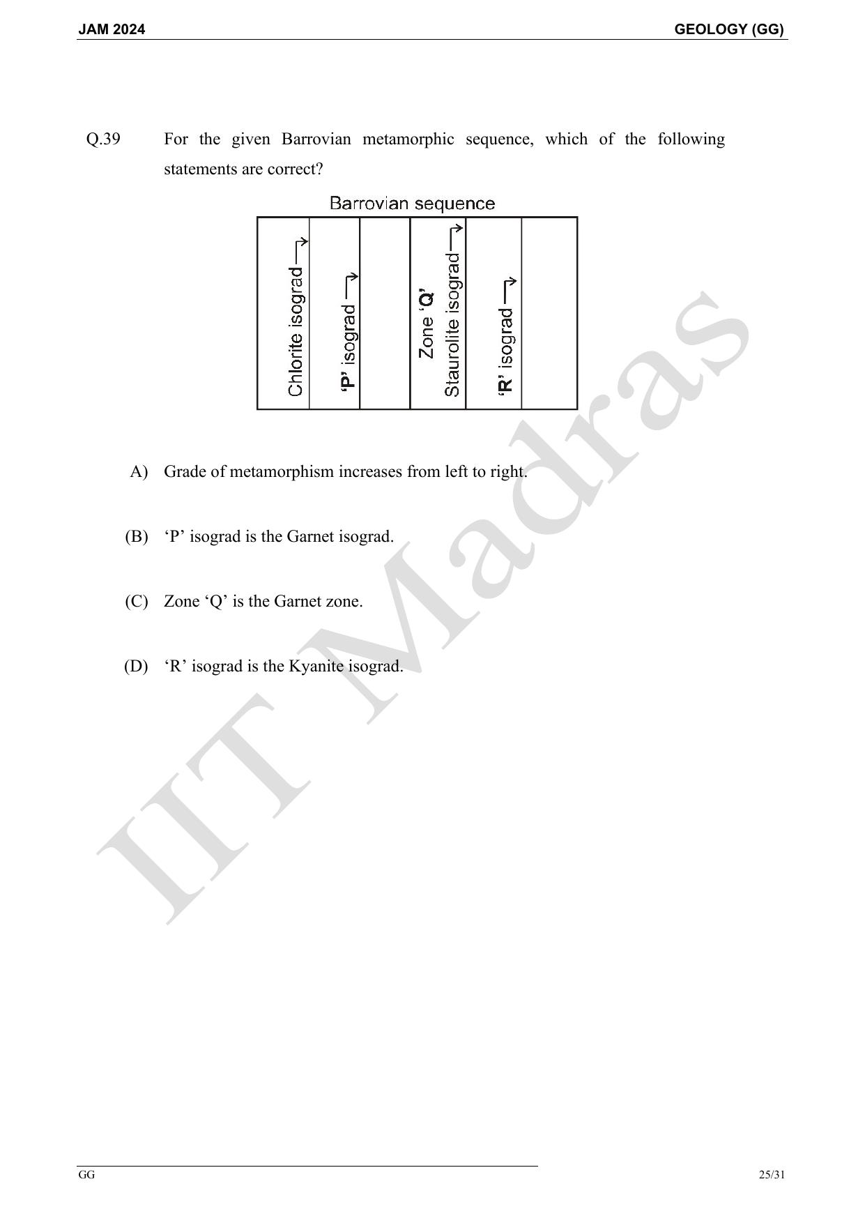 IIT JAM 2024 Geology (GG) Master Question Paper - Page 25