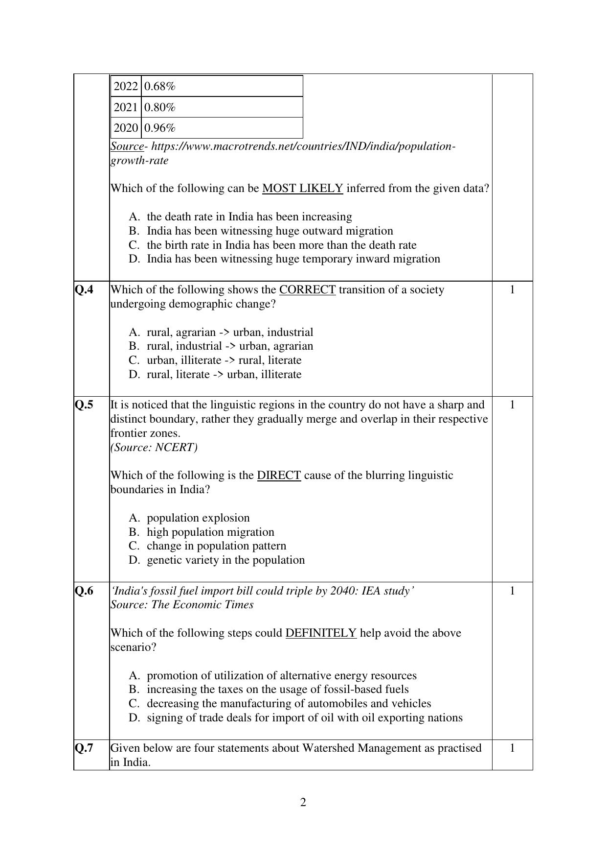 CBSE Class 12 Geography Practice Questions 2022-23 - Page 2