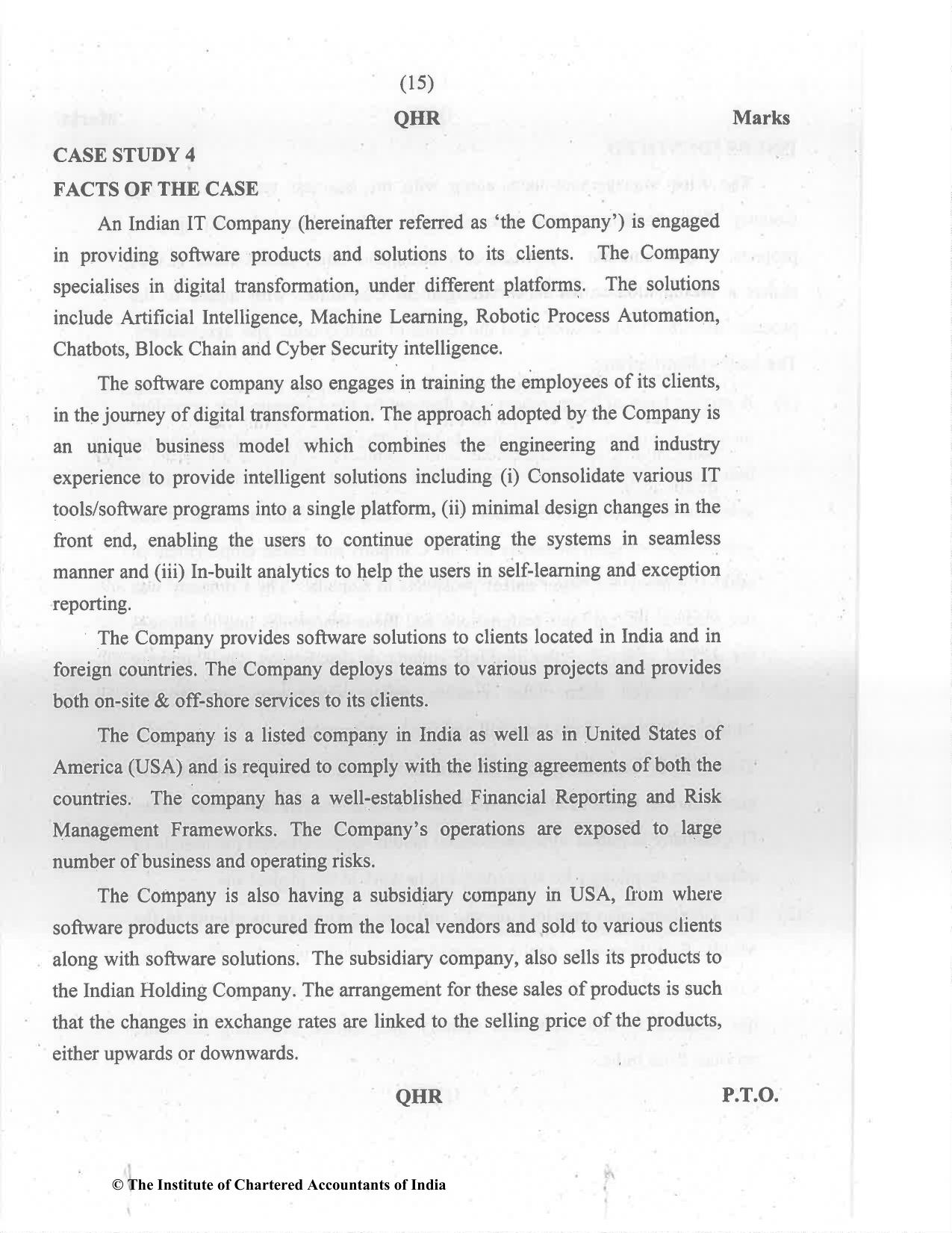 CA Final May 2022 Question Paper - Paper 6A – Risk Management - Page 15