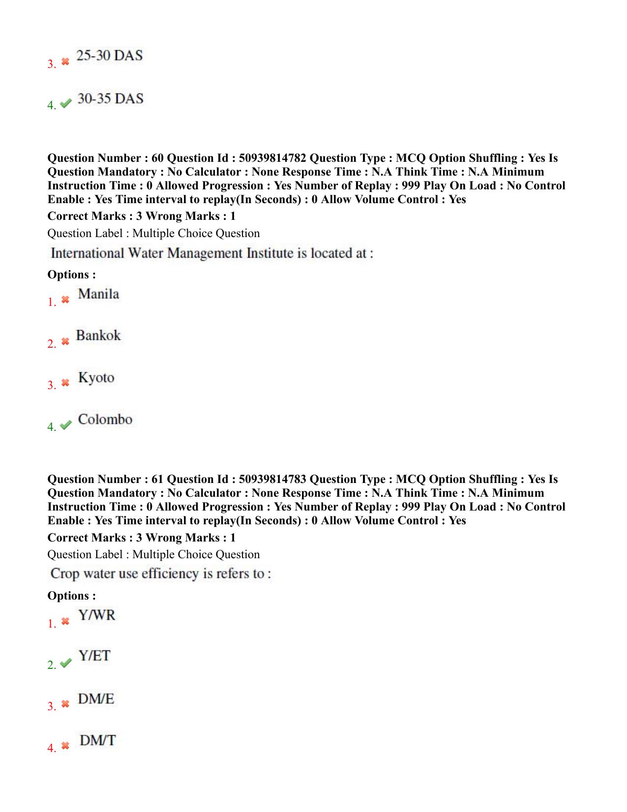 BHU RET Water Management (Agronomy) 2020 Question Paper - Page 37