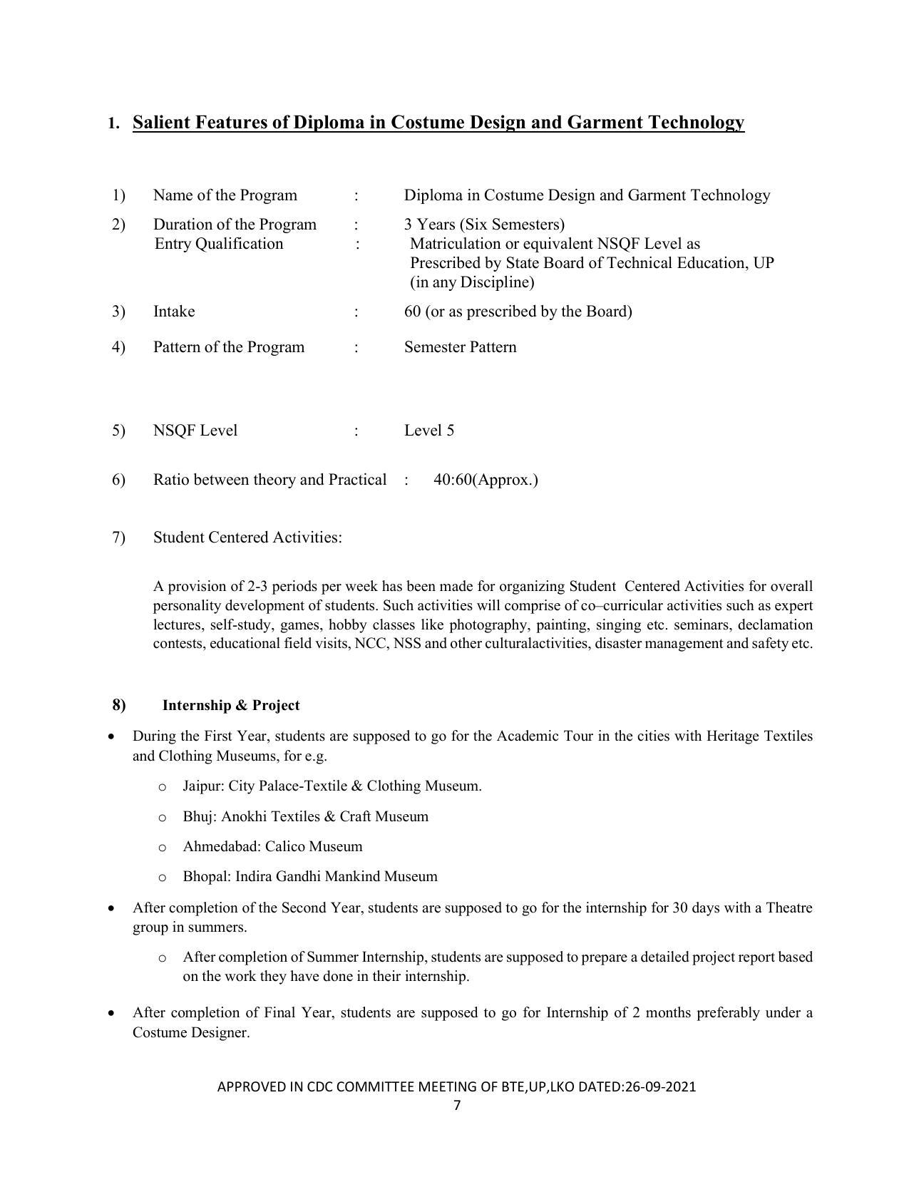 SYLLABUS FOR SEMESTER SYSTEM EFFECTIVE FROM (2021-2022) - CUSTUME DESIGN AND GARMENT TECHNOLOGY - Page 7