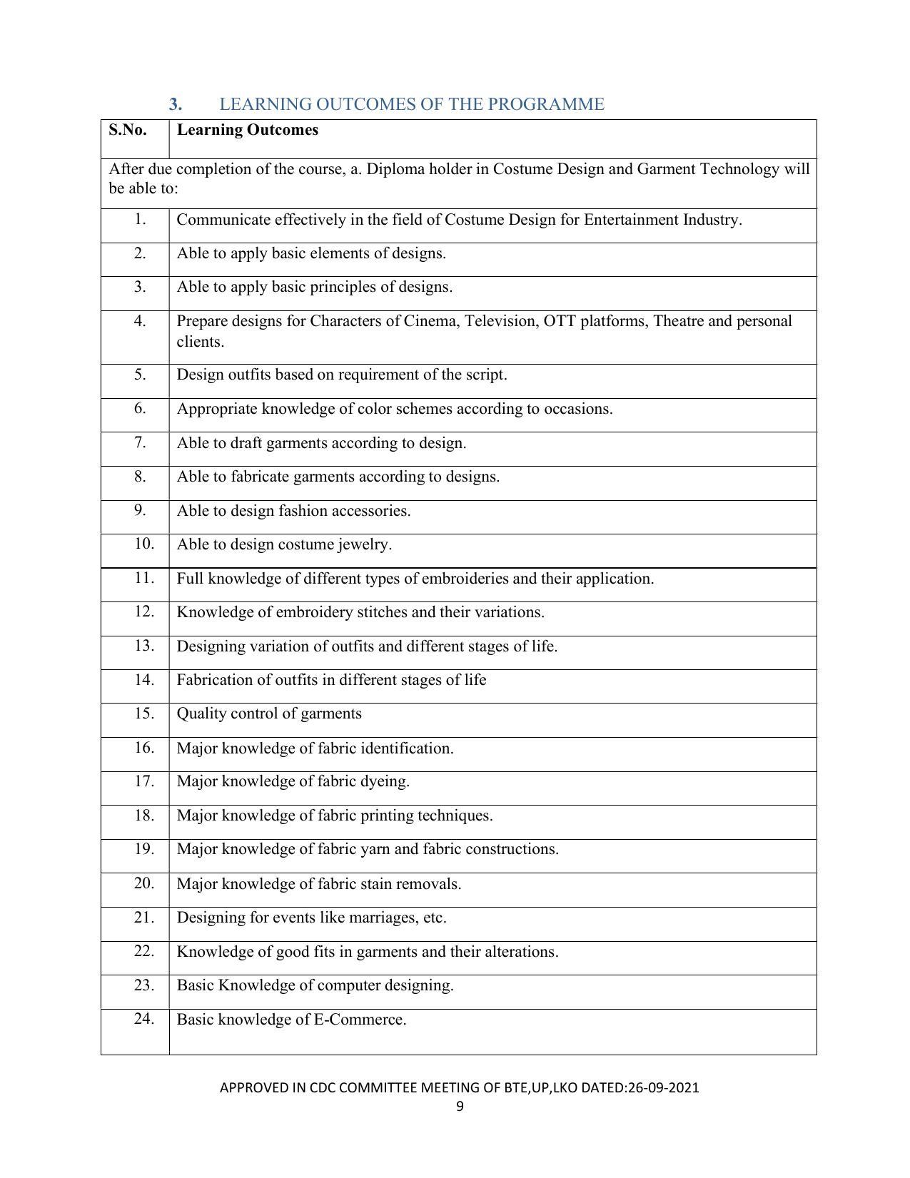 SYLLABUS FOR SEMESTER SYSTEM EFFECTIVE FROM (2021-2022) - CUSTUME DESIGN AND GARMENT TECHNOLOGY - Page 9