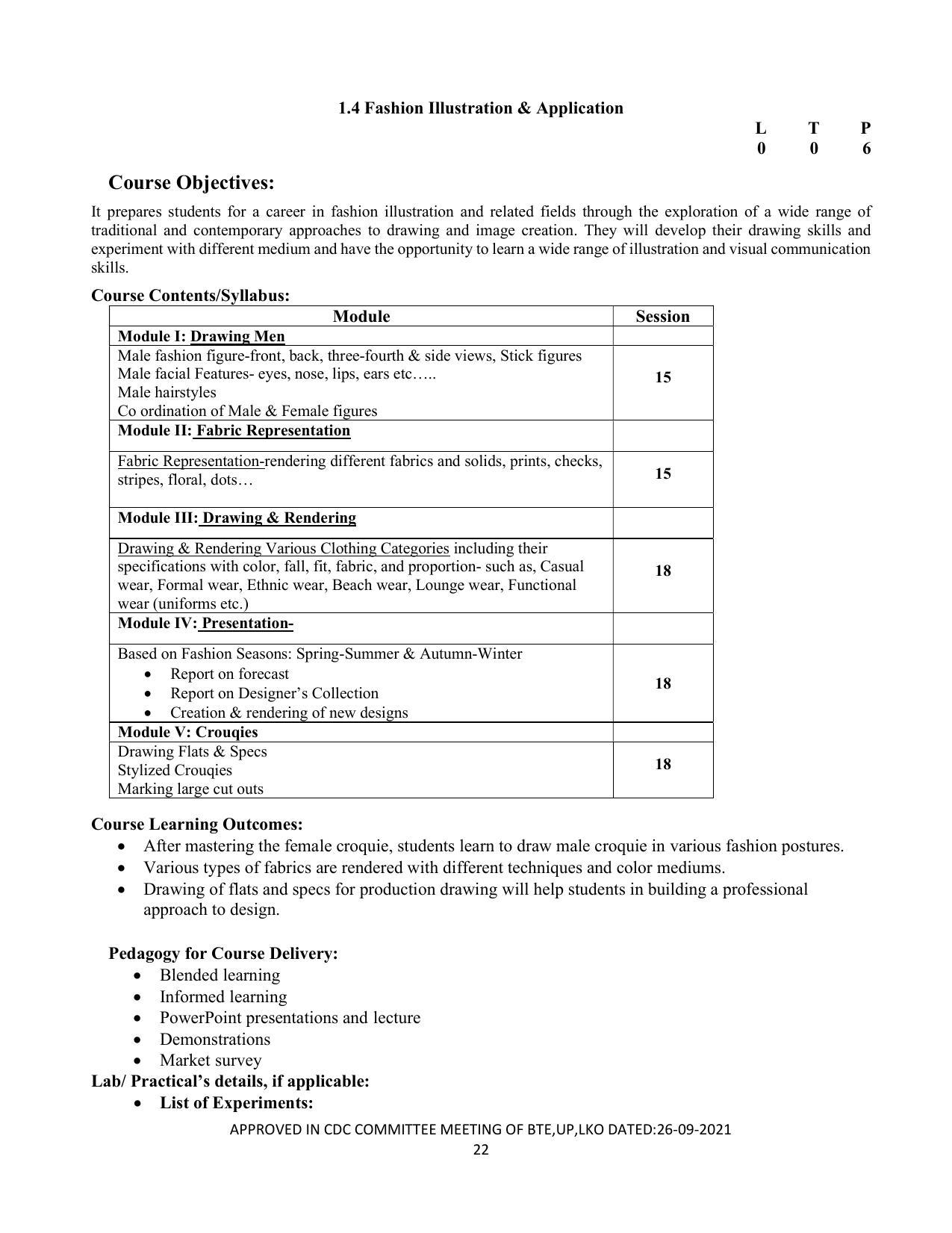 SYLLABUS FOR SEMESTER SYSTEM EFFECTIVE FROM (2021-2022) - CUSTUME DESIGN AND GARMENT TECHNOLOGY - Page 22