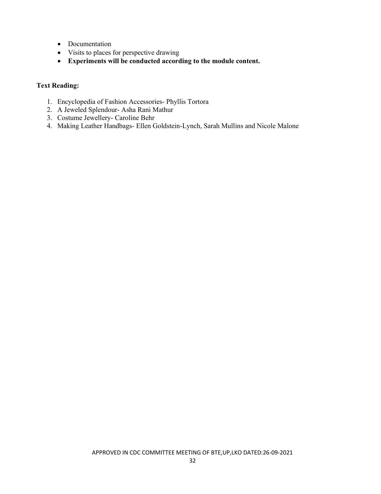 SYLLABUS FOR SEMESTER SYSTEM EFFECTIVE FROM (2021-2022) - CUSTUME DESIGN AND GARMENT TECHNOLOGY - Page 32
