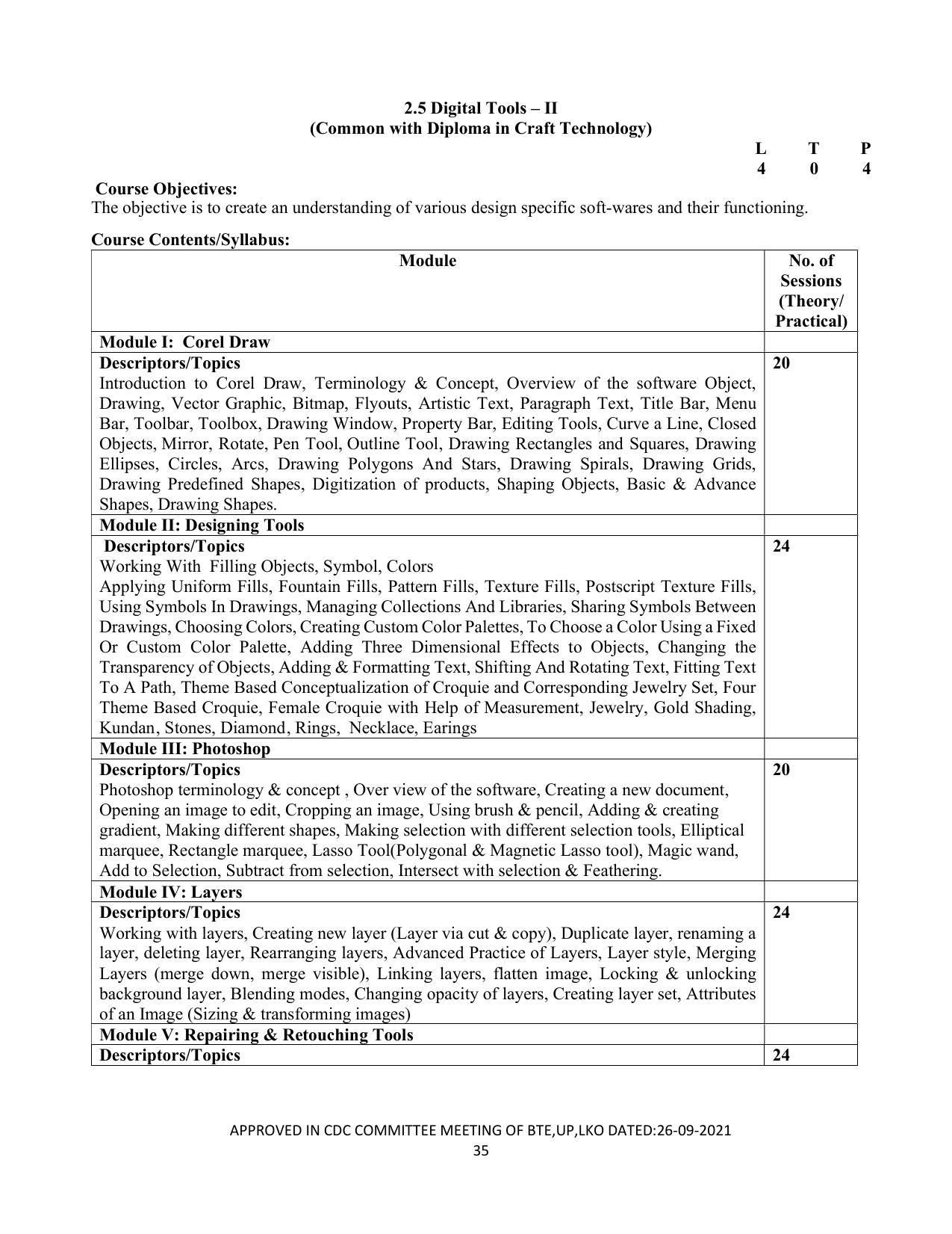 SYLLABUS FOR SEMESTER SYSTEM EFFECTIVE FROM (2021-2022) - CUSTUME DESIGN AND GARMENT TECHNOLOGY - Page 35