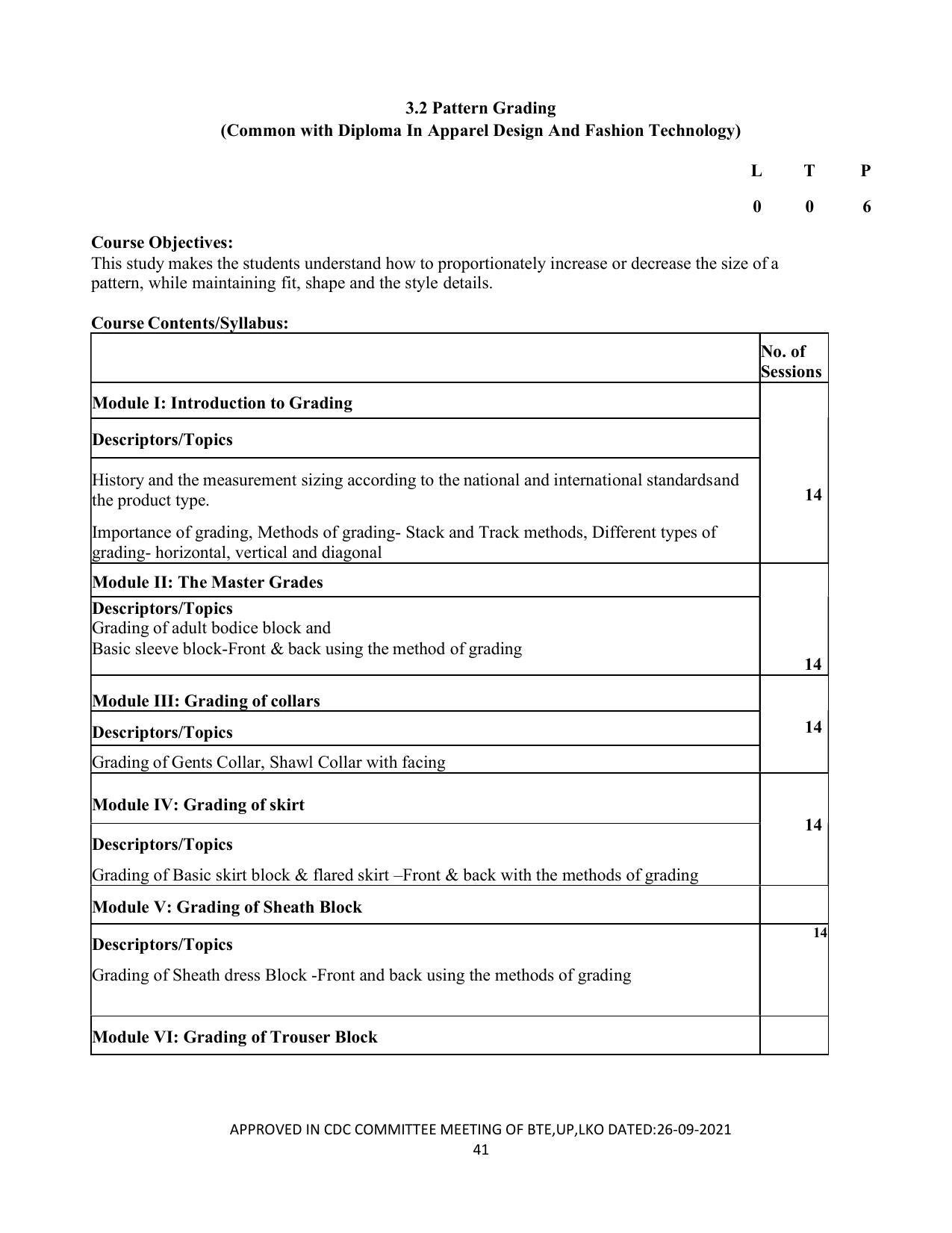 SYLLABUS FOR SEMESTER SYSTEM EFFECTIVE FROM (2021-2022) - CUSTUME DESIGN AND GARMENT TECHNOLOGY - Page 41