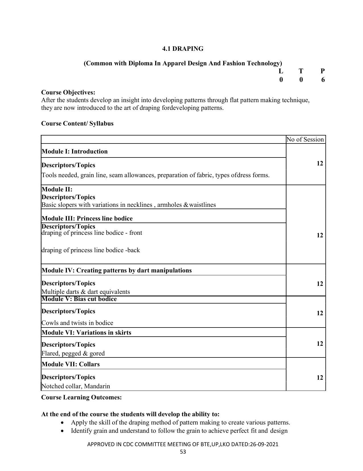 SYLLABUS FOR SEMESTER SYSTEM EFFECTIVE FROM (2021-2022) - CUSTUME DESIGN AND GARMENT TECHNOLOGY - Page 53