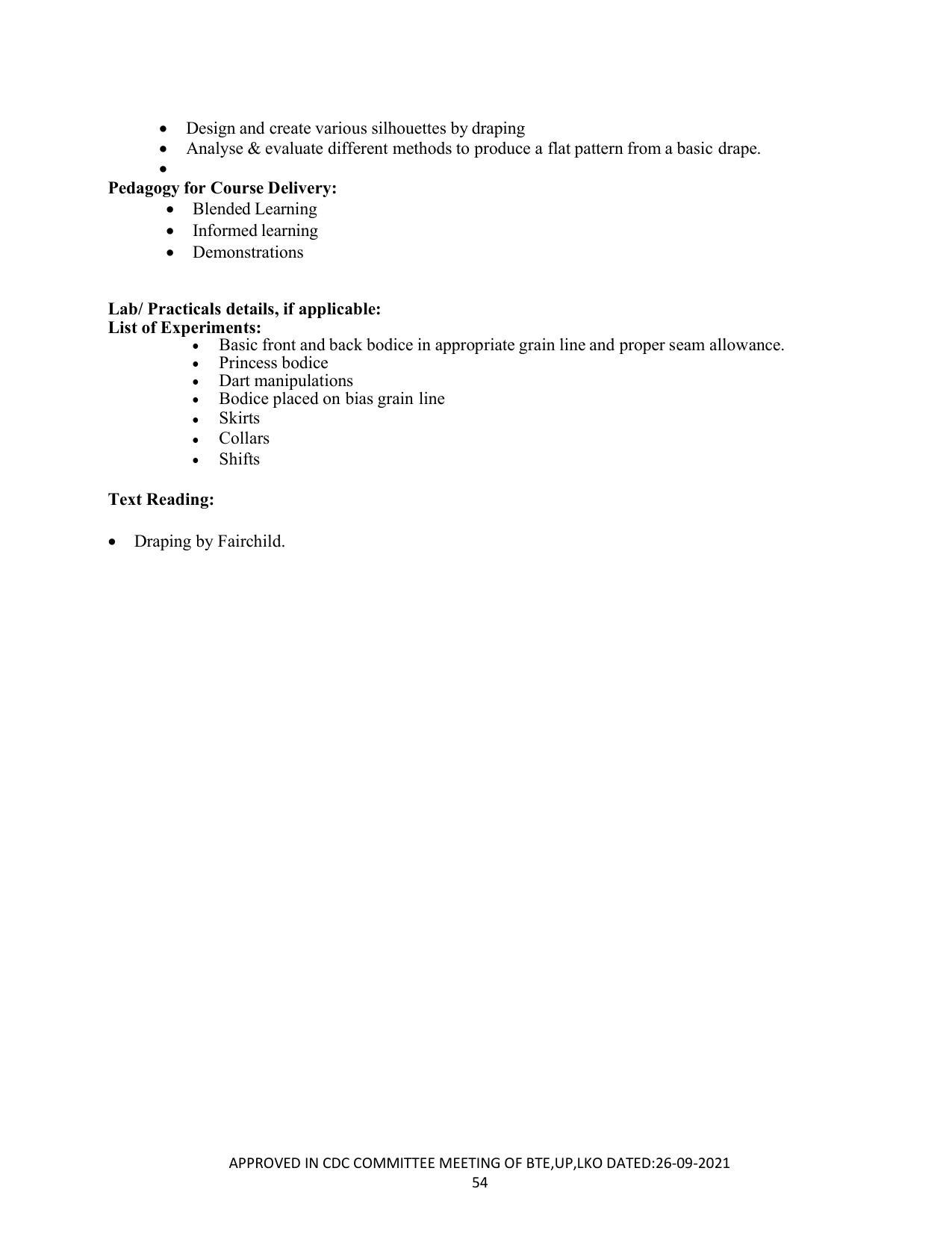 SYLLABUS FOR SEMESTER SYSTEM EFFECTIVE FROM (2021-2022) - CUSTUME DESIGN AND GARMENT TECHNOLOGY - Page 54