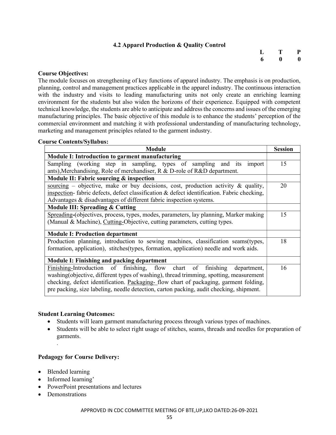 SYLLABUS FOR SEMESTER SYSTEM EFFECTIVE FROM (2021-2022) - CUSTUME DESIGN AND GARMENT TECHNOLOGY - Page 55