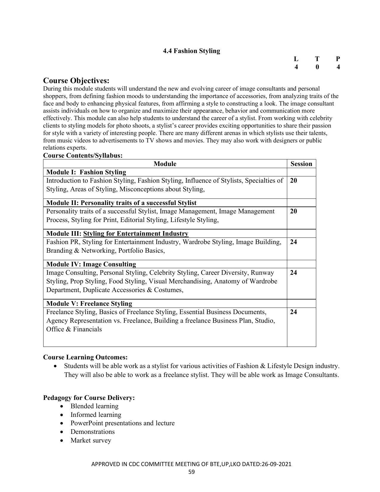 SYLLABUS FOR SEMESTER SYSTEM EFFECTIVE FROM (2021-2022) - CUSTUME DESIGN AND GARMENT TECHNOLOGY - Page 59