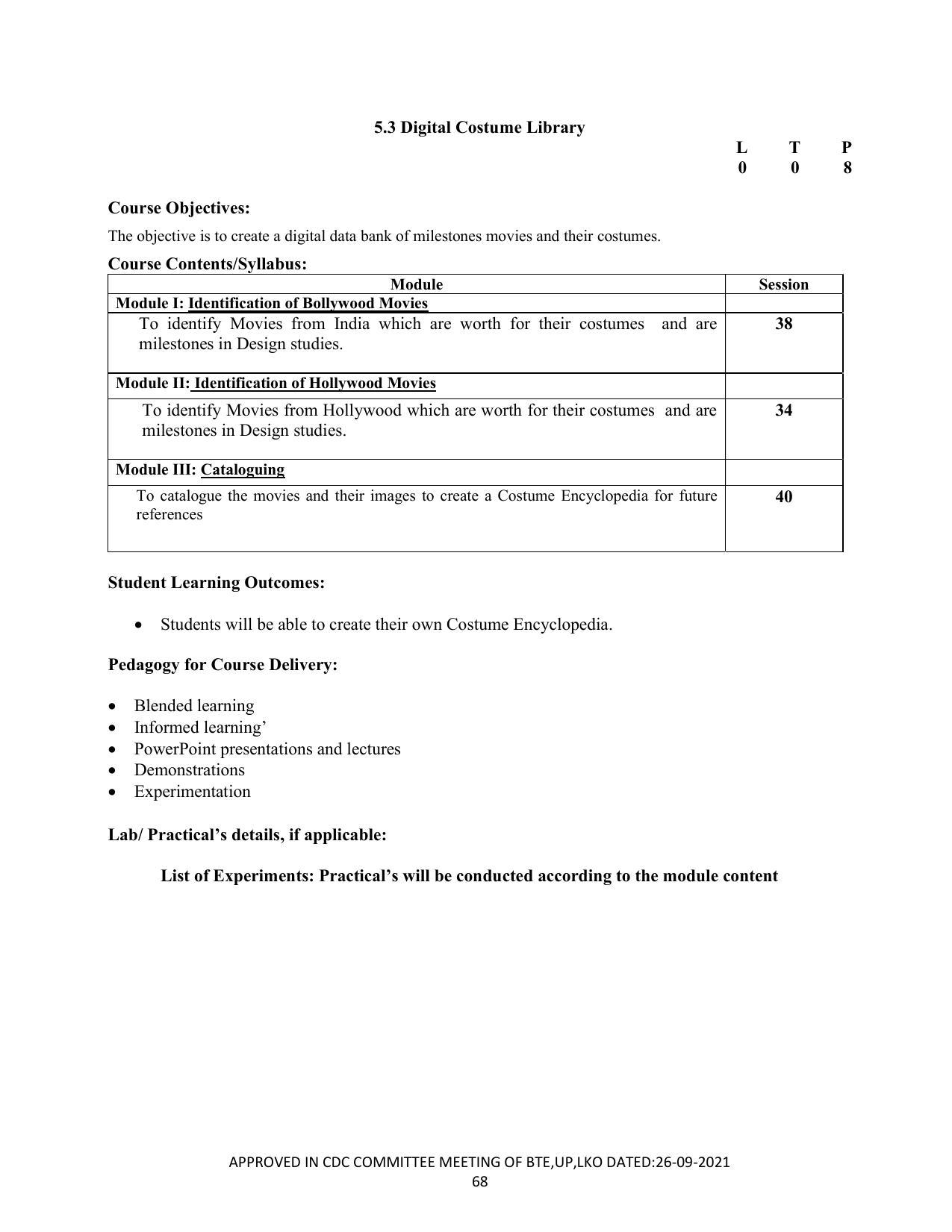 SYLLABUS FOR SEMESTER SYSTEM EFFECTIVE FROM (2021-2022) - CUSTUME DESIGN AND GARMENT TECHNOLOGY - Page 68