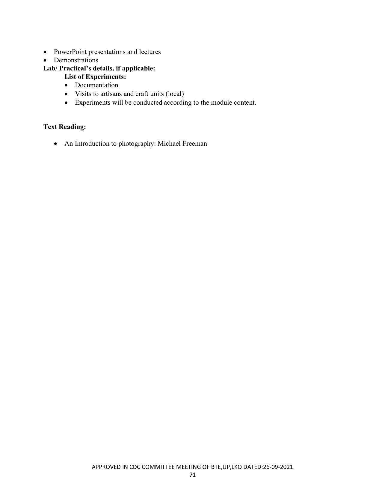 SYLLABUS FOR SEMESTER SYSTEM EFFECTIVE FROM (2021-2022) - CUSTUME DESIGN AND GARMENT TECHNOLOGY - Page 71
