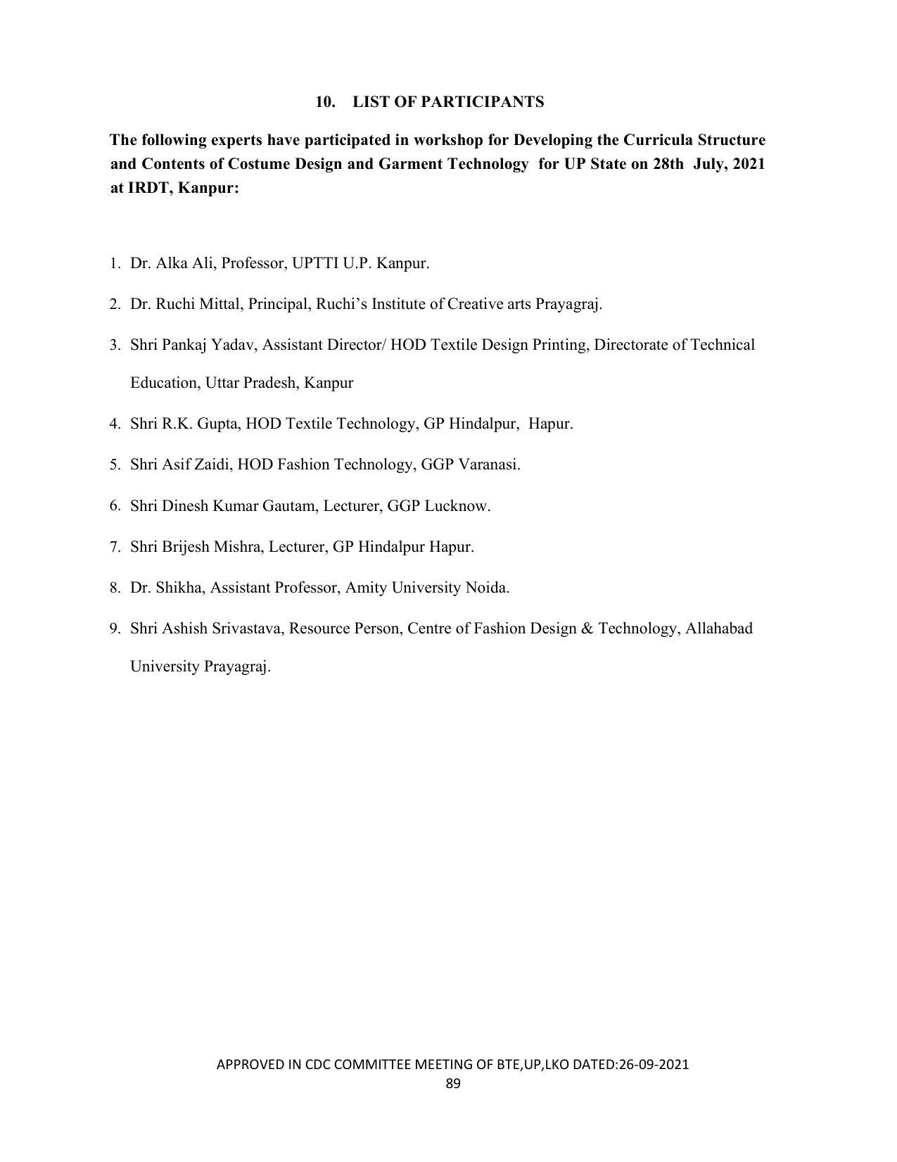 SYLLABUS FOR SEMESTER SYSTEM EFFECTIVE FROM (2021-2022) - CUSTUME DESIGN AND GARMENT TECHNOLOGY - Page 89