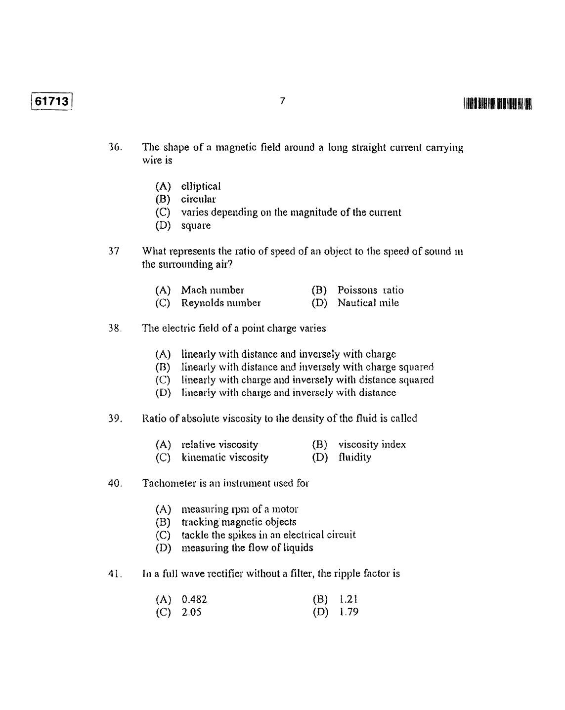 CUSAT CAT 2013 Instrumentation Question Paper - Page 8
