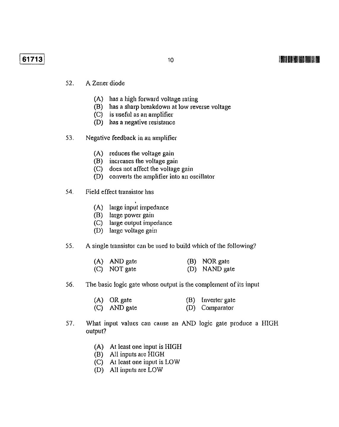 CUSAT CAT 2013 Instrumentation Question Paper - Page 11