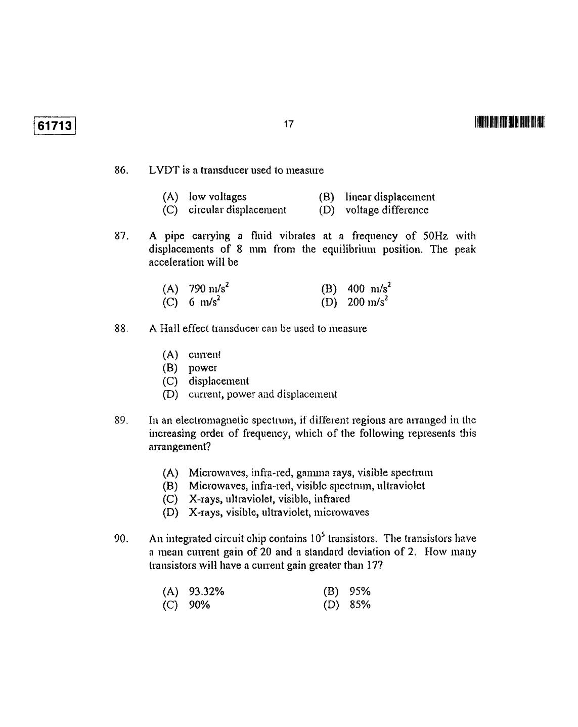 CUSAT CAT 2013 Instrumentation Question Paper - Page 18