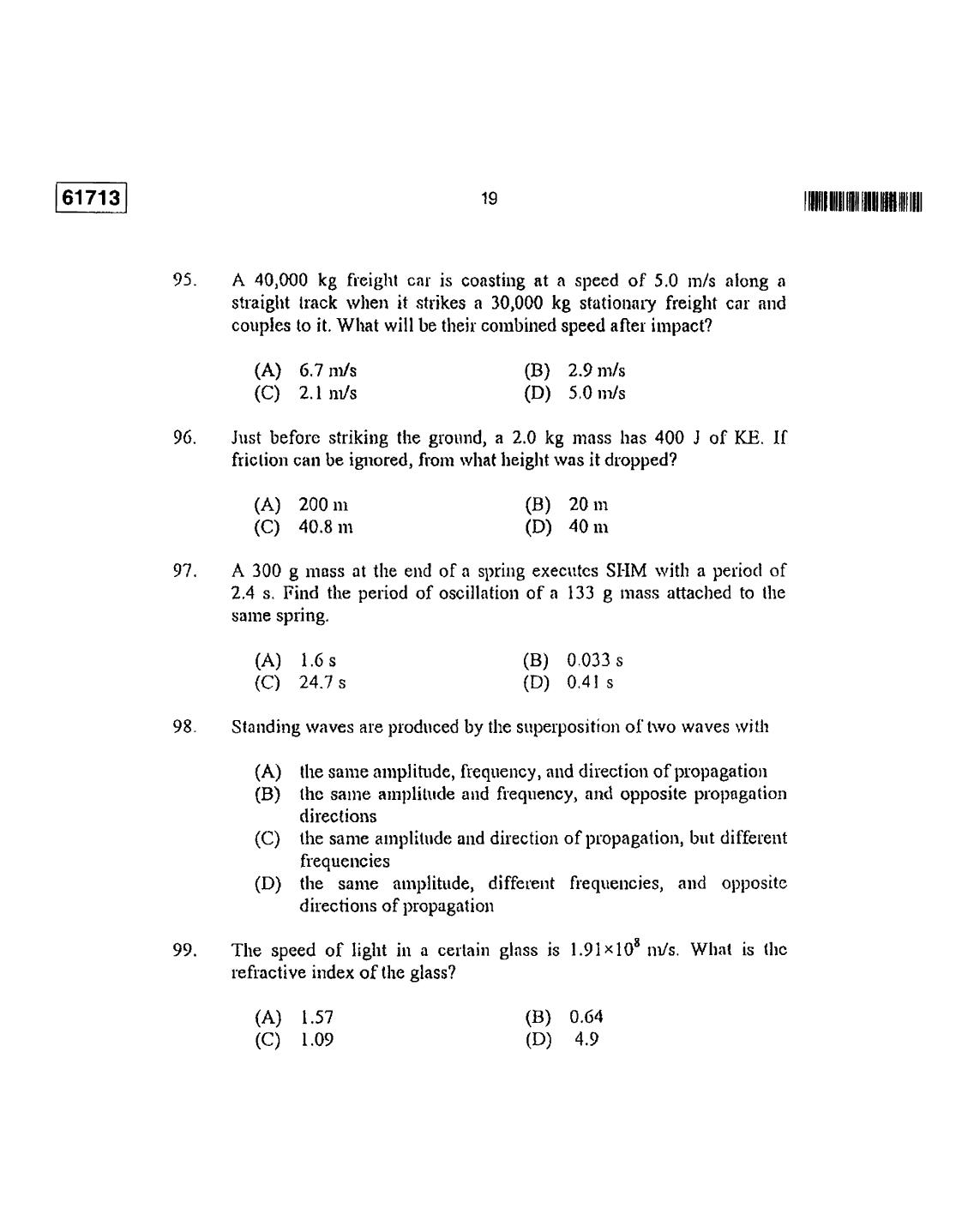 CUSAT CAT 2013 Instrumentation Question Paper - Page 20