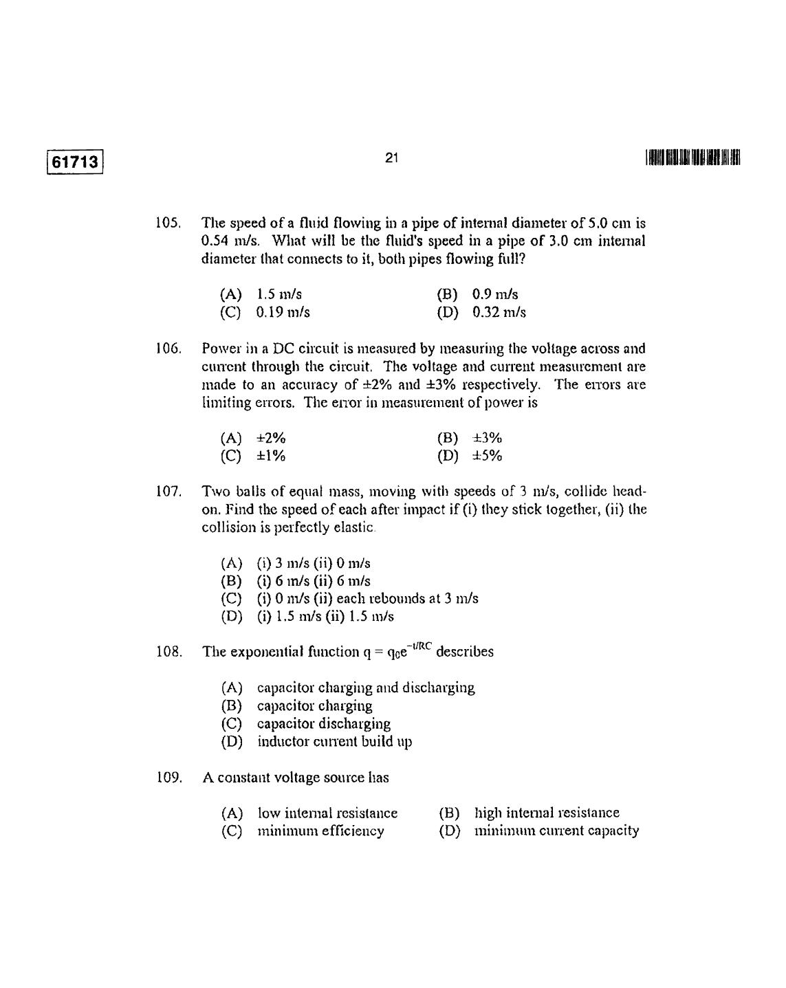 CUSAT CAT 2013 Instrumentation Question Paper - Page 22