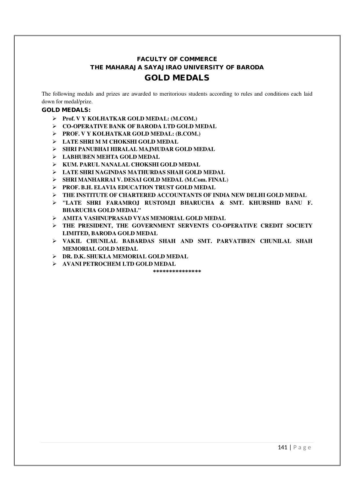 Maharaja Sayajirao University of Baroda, Baroda B.Com 2018-19 Prospectus - Page 142