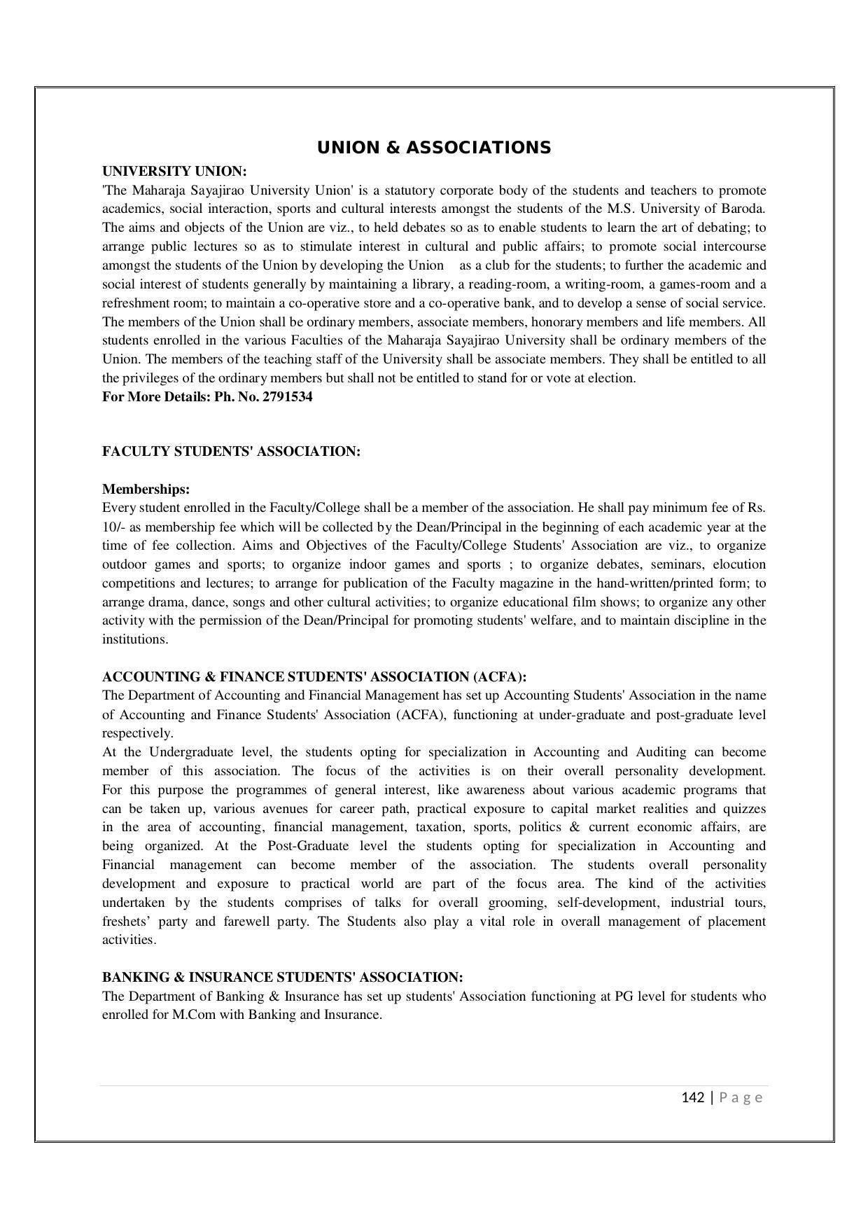 Maharaja Sayajirao University of Baroda, Baroda B.Com 2018-19 Prospectus - Page 143