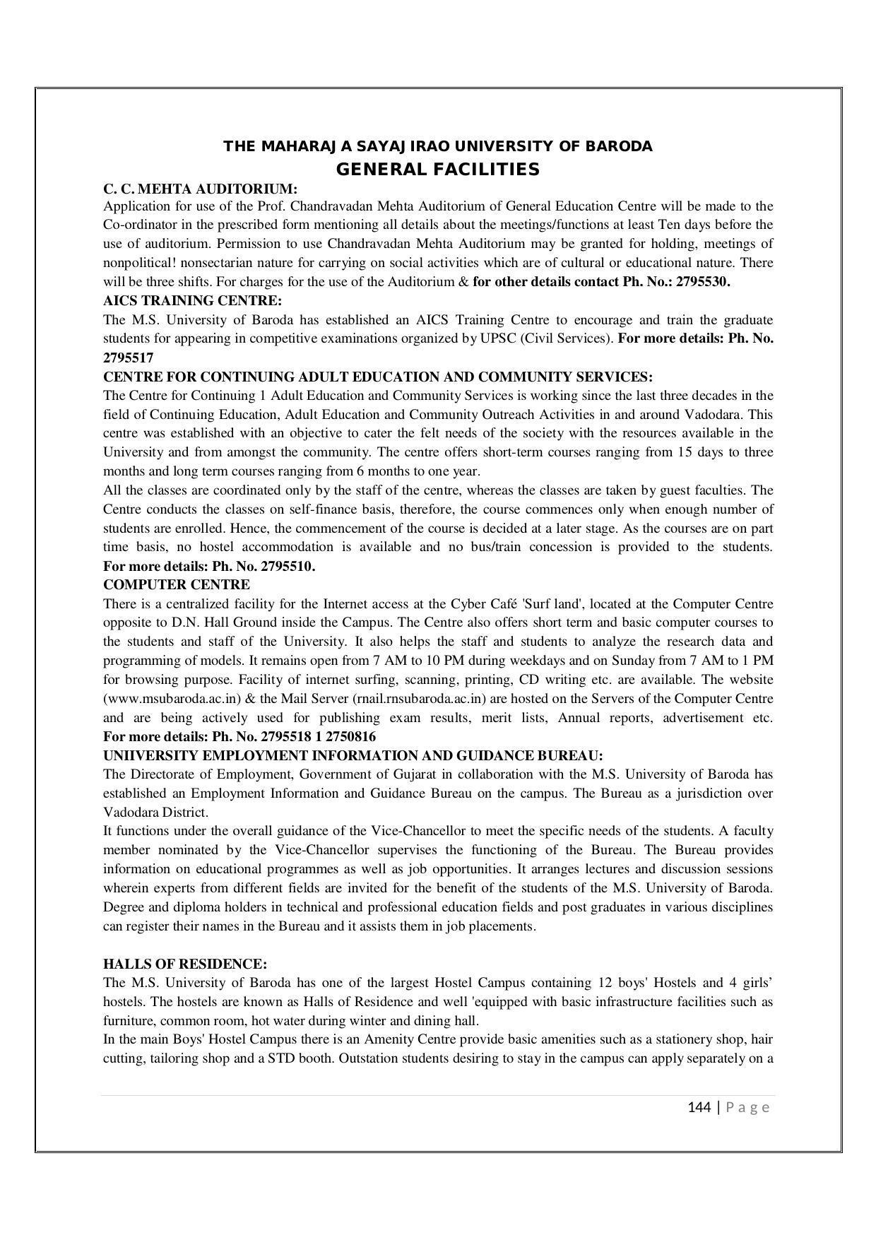 Maharaja Sayajirao University of Baroda, Baroda B.Com 2018-19 Prospectus - Page 145