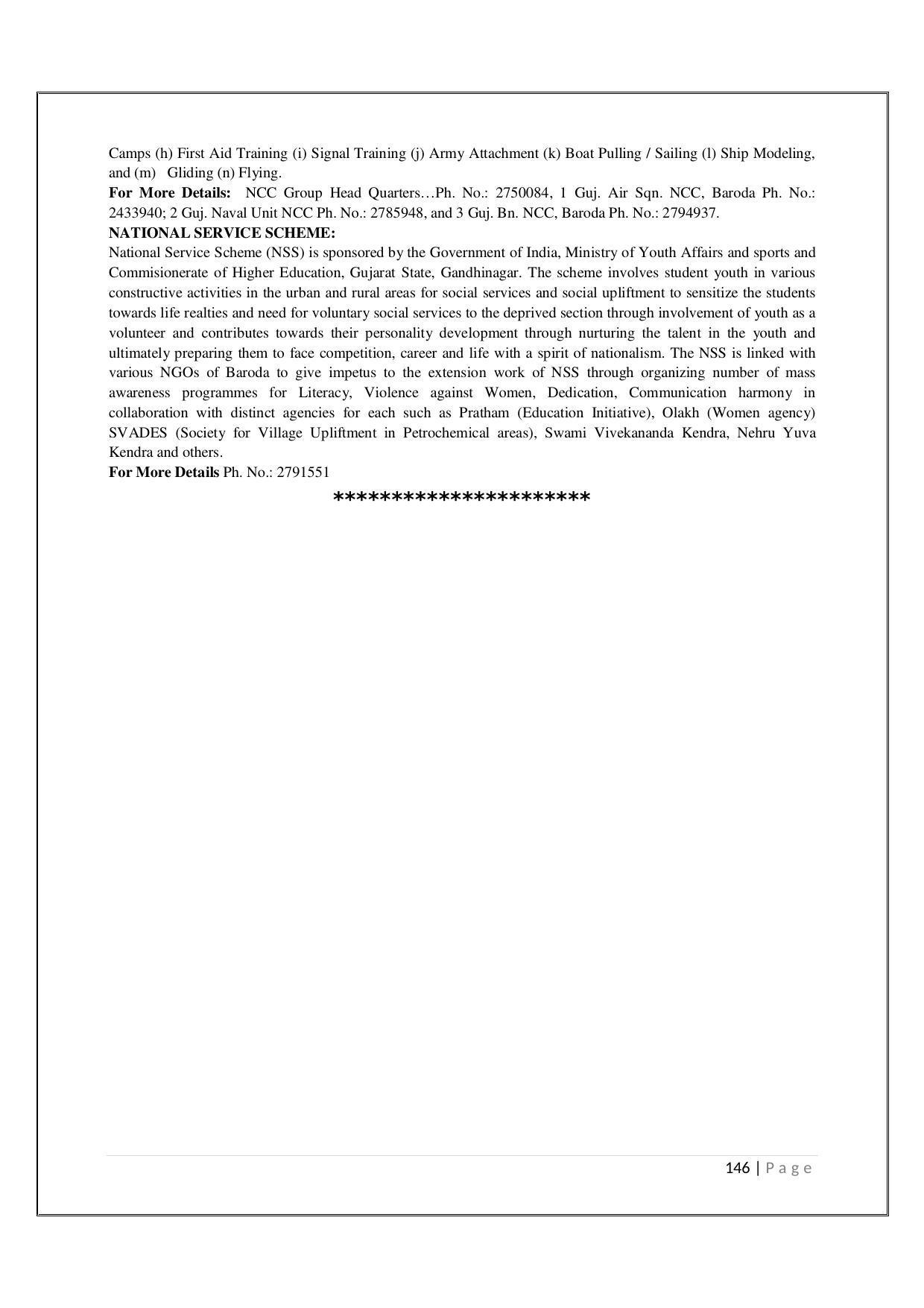 Maharaja Sayajirao University of Baroda, Baroda B.Com 2018-19 Prospectus - Page 147