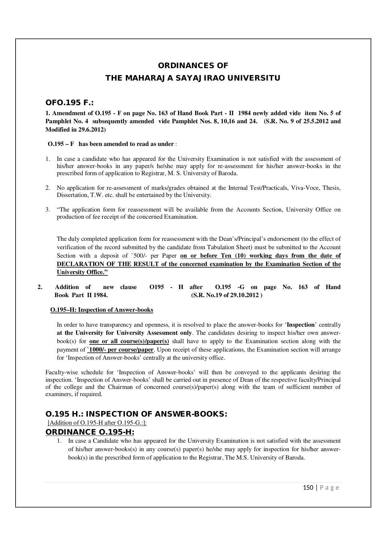 Maharaja Sayajirao University of Baroda, Baroda B.Com 2018-19 Prospectus - Page 151